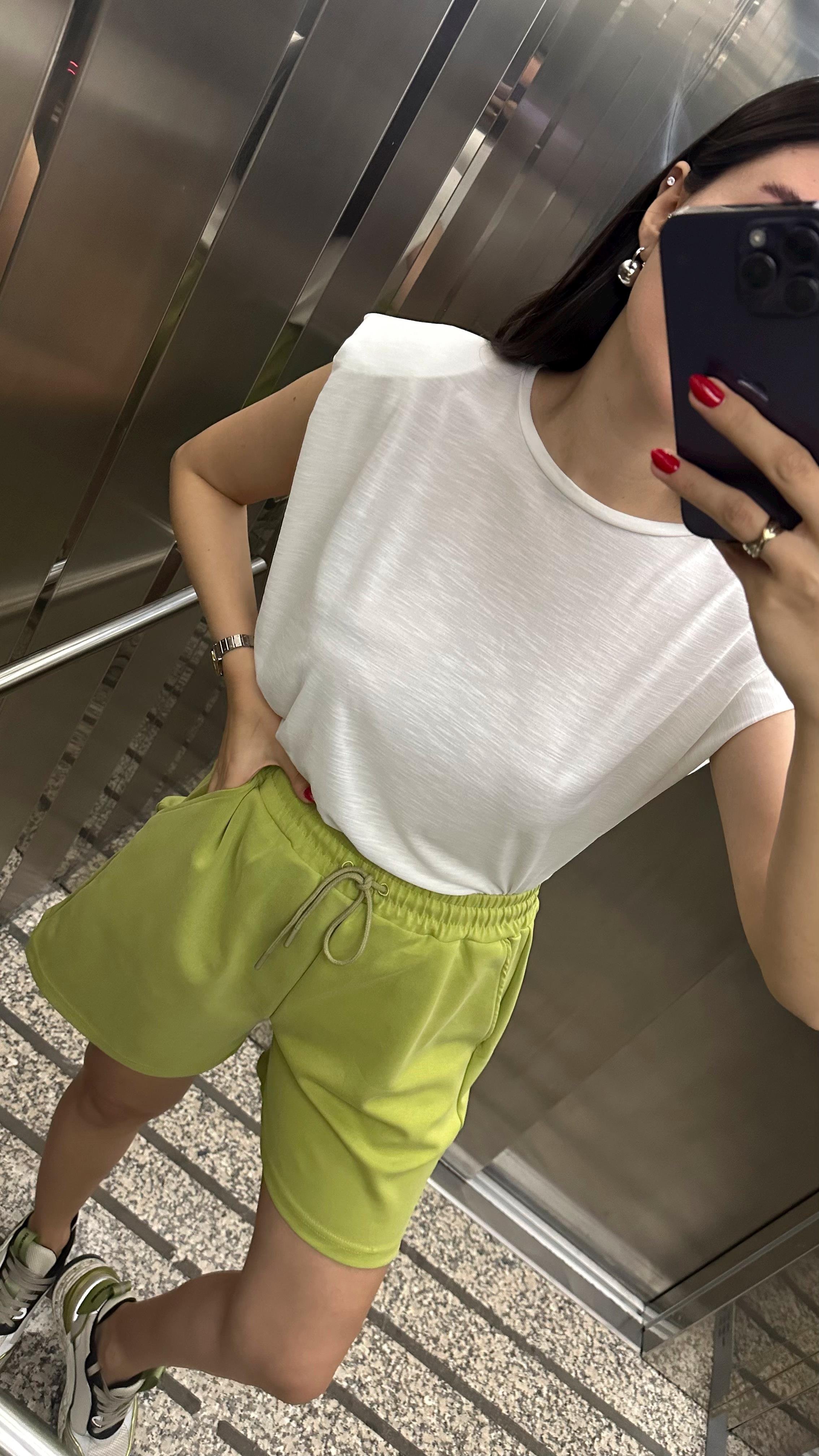 Yağ Yeşili Modal Şort