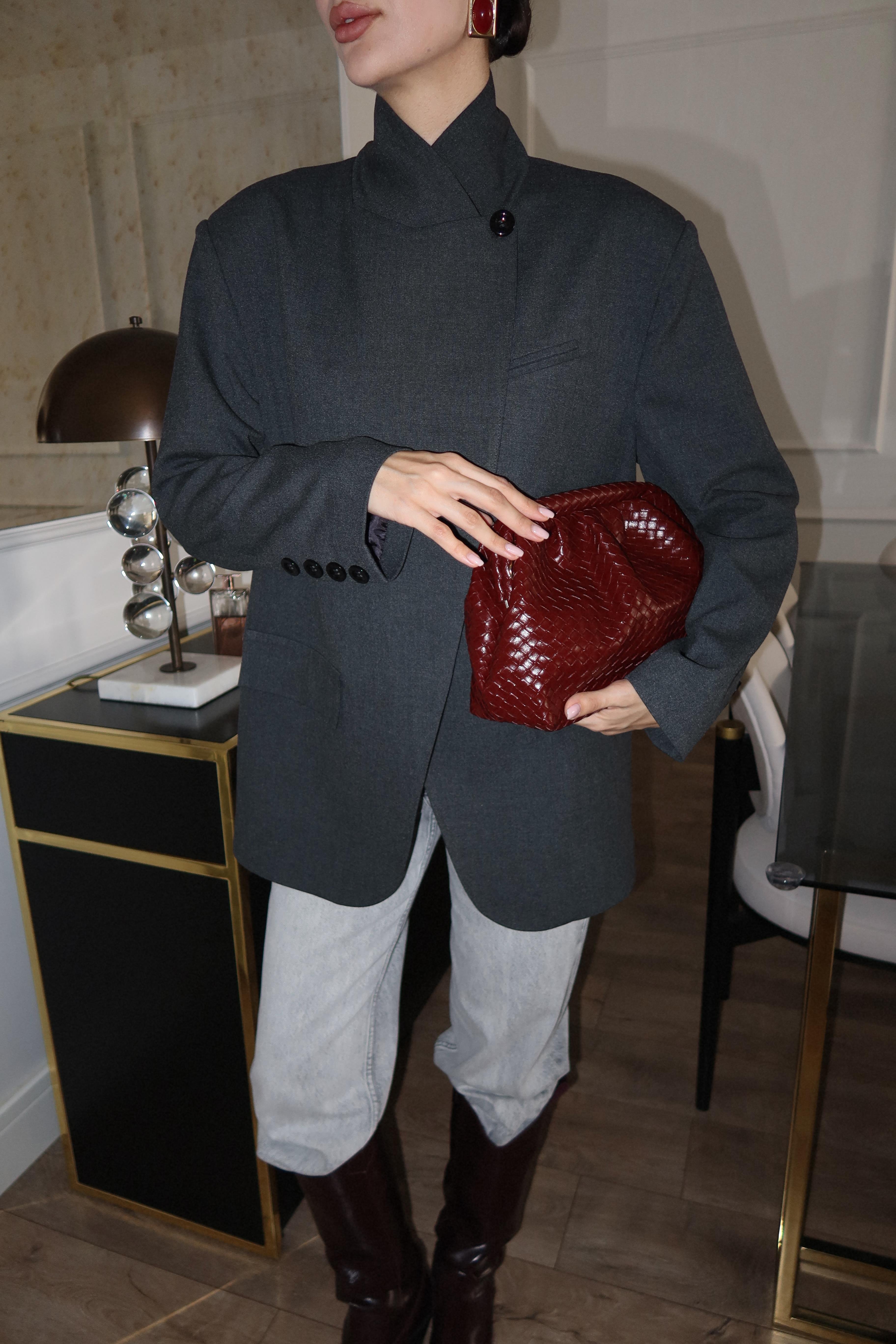 Yaka Düğmeli Antrasit Blazer(11 Kasımda Kargolanacaktır,Ön Sipariştir.)