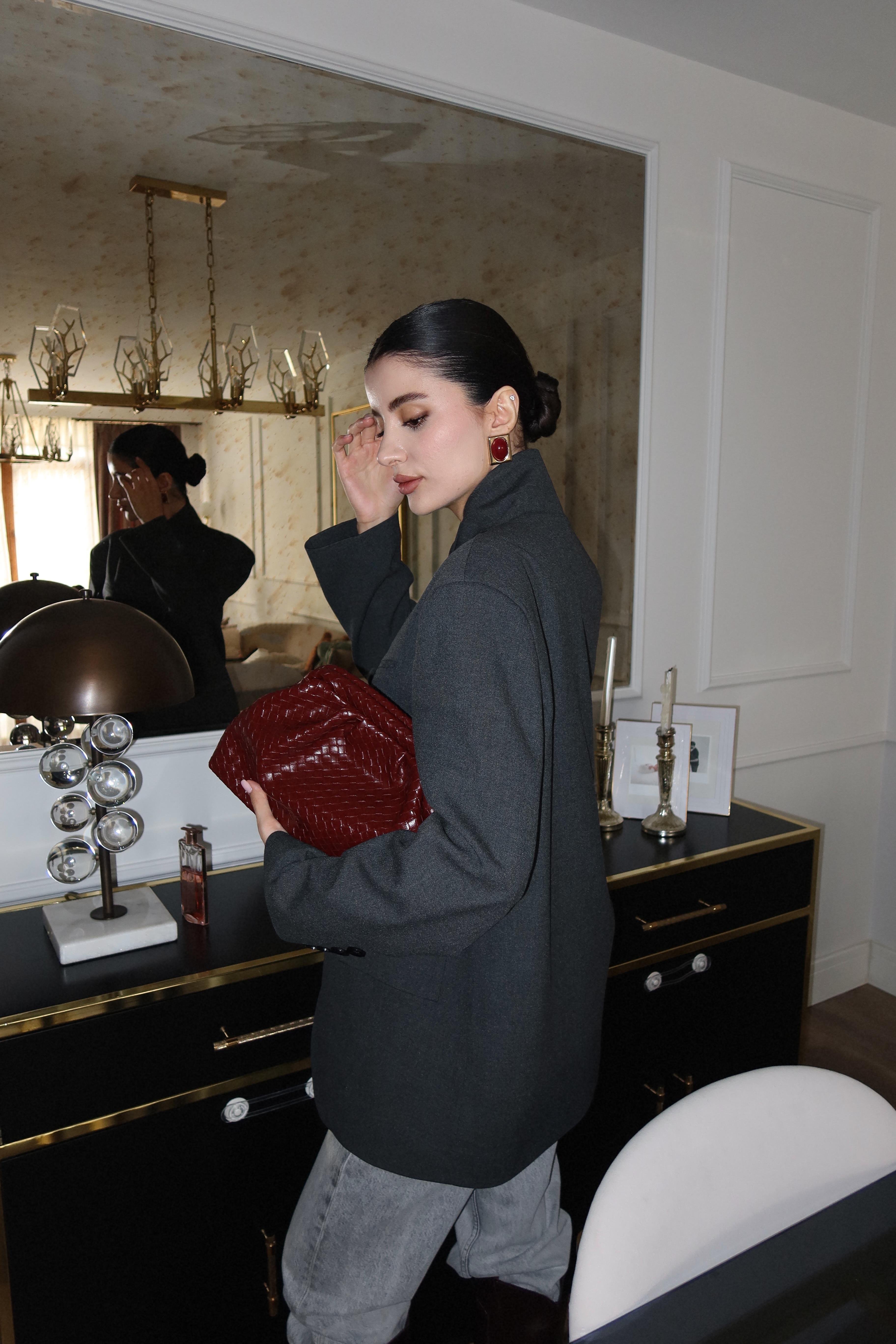 Yaka Düğmeli Antrasit Blazer(11 Kasımda Kargolanacaktır,Ön Sipariştir.)