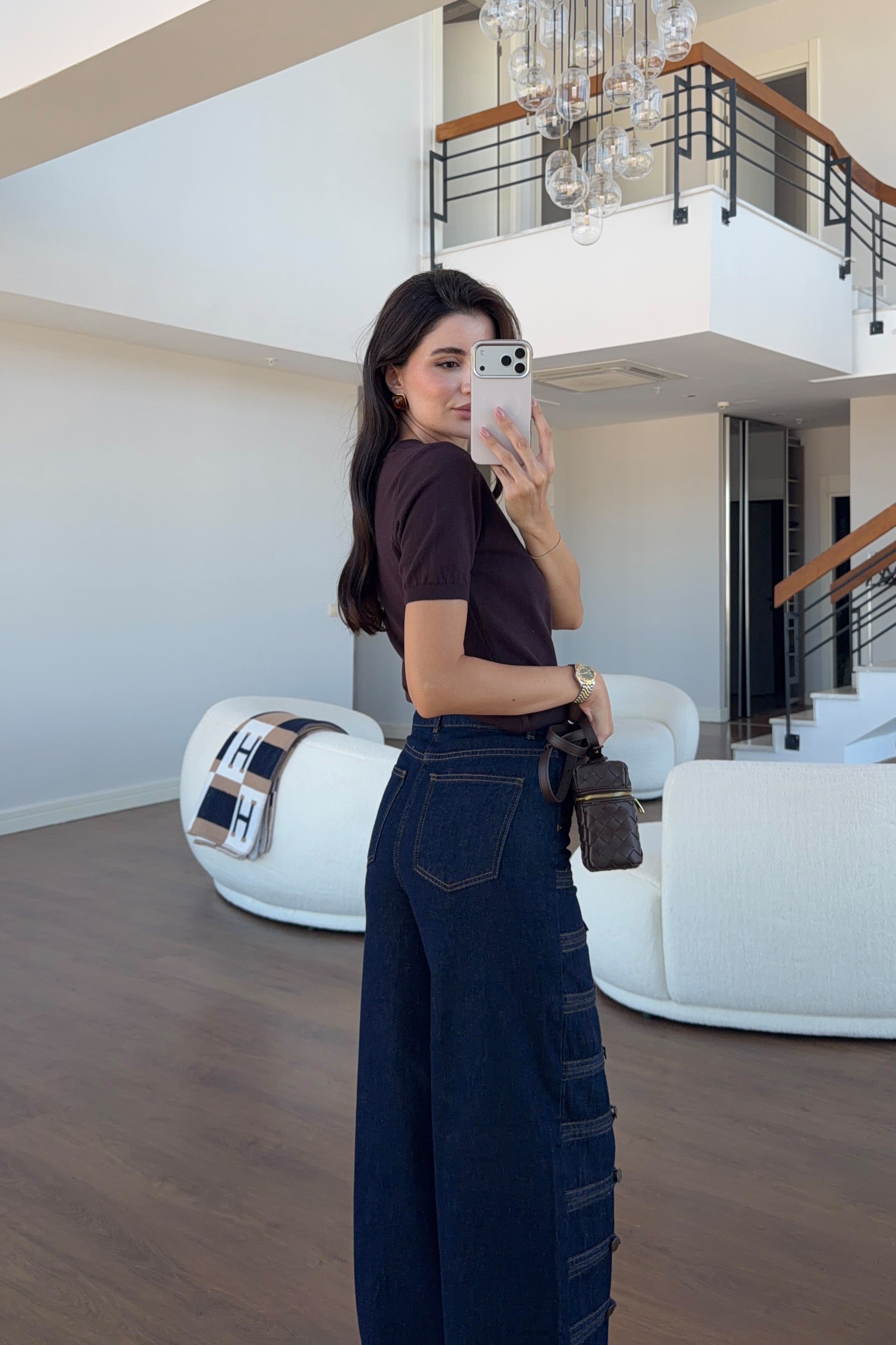 Yanları Düğmeli Lacivert Jean