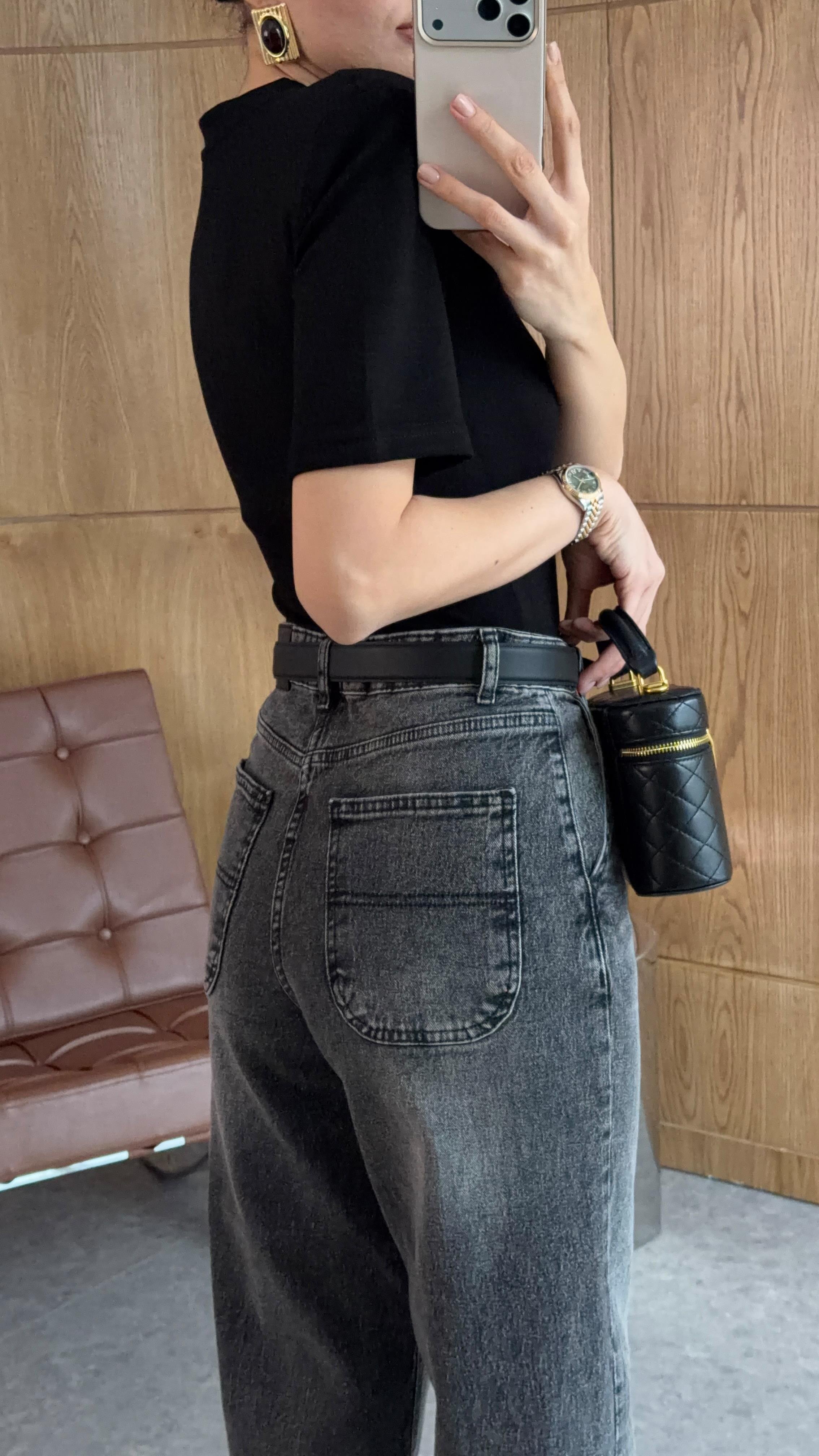 Yıkamalı Antrasit Skater Jean