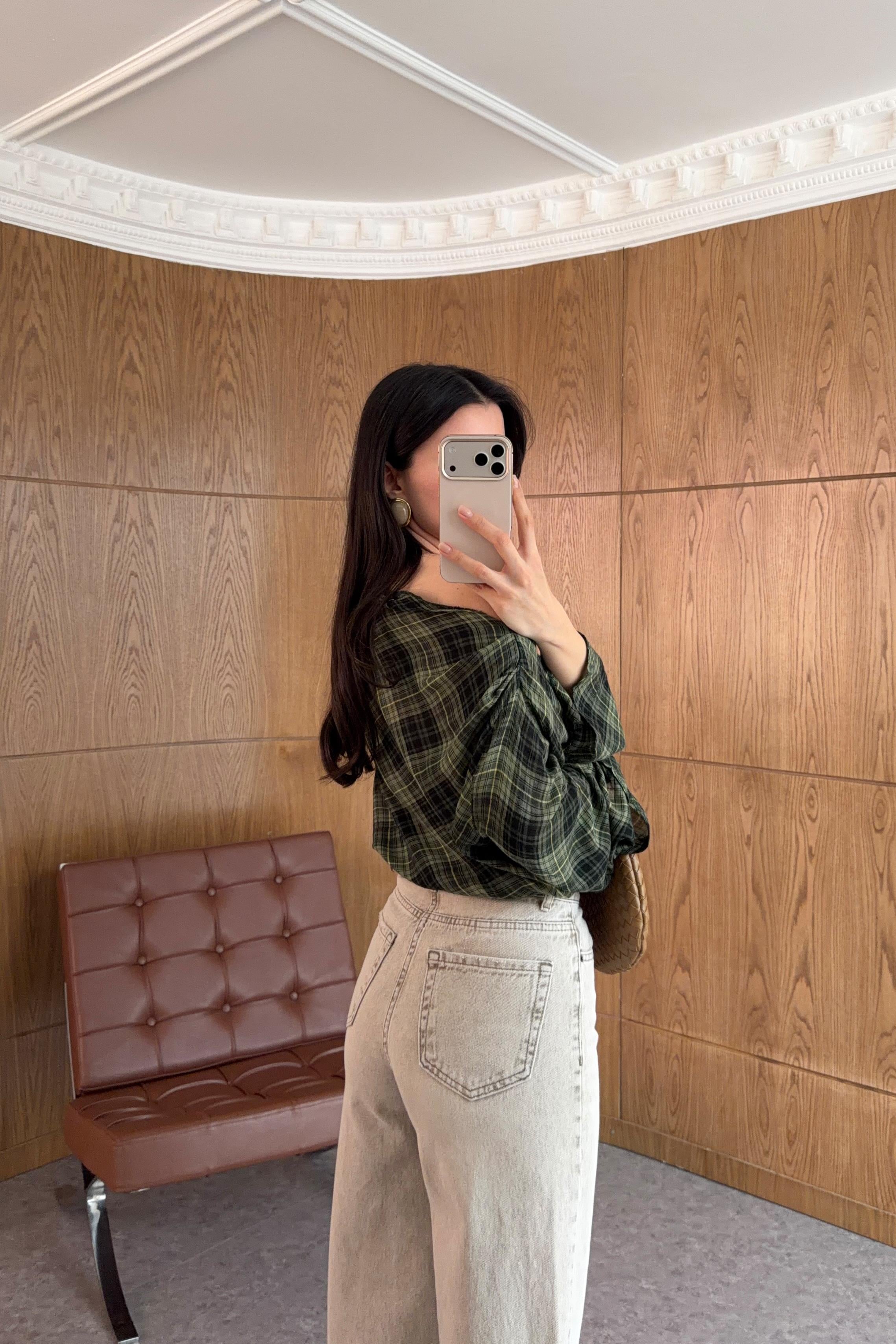 Yıkamalı Bej Wide Leg Kesik Paça Jean
