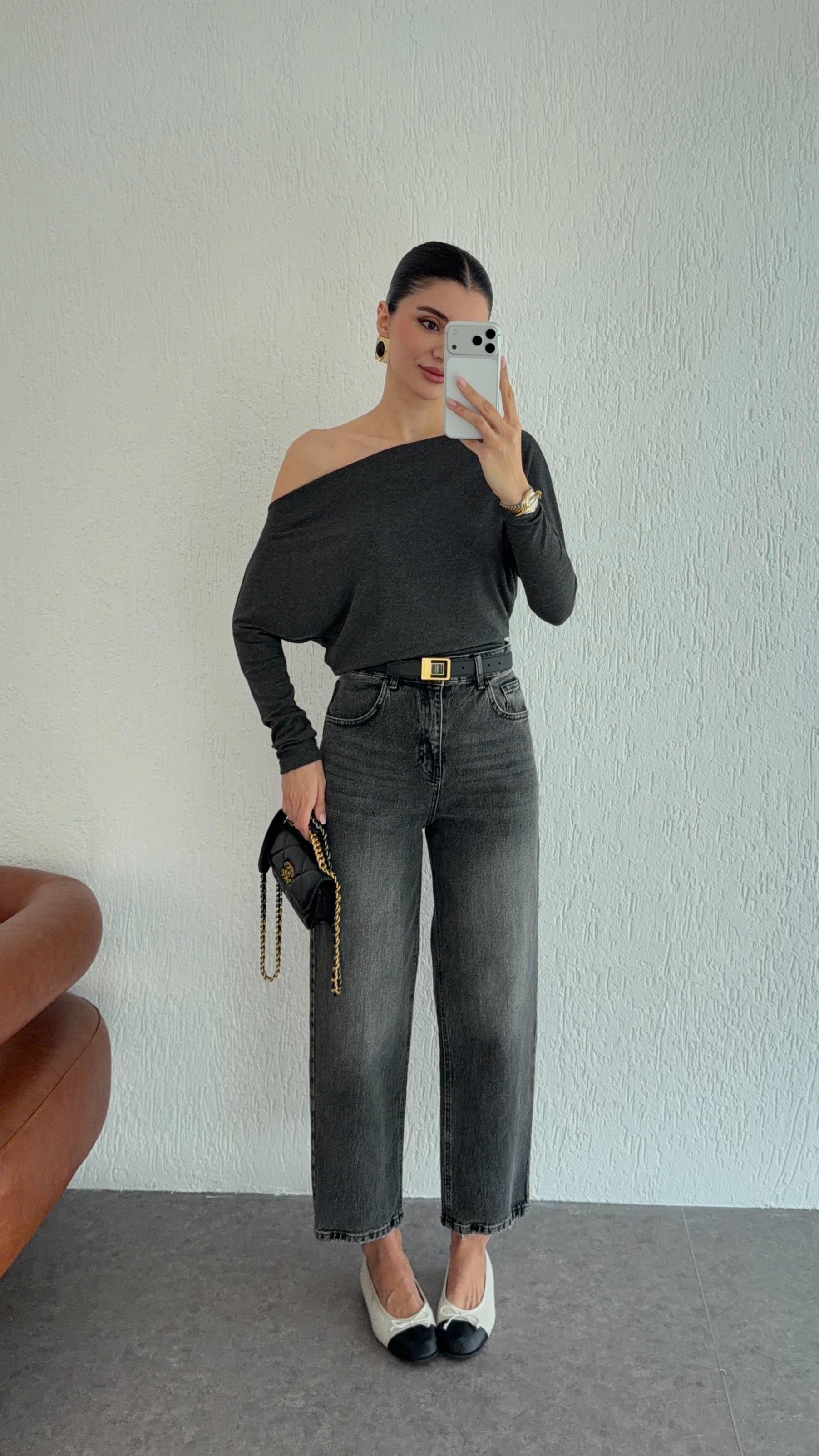 Yıkamalı Gri Skatter Jean