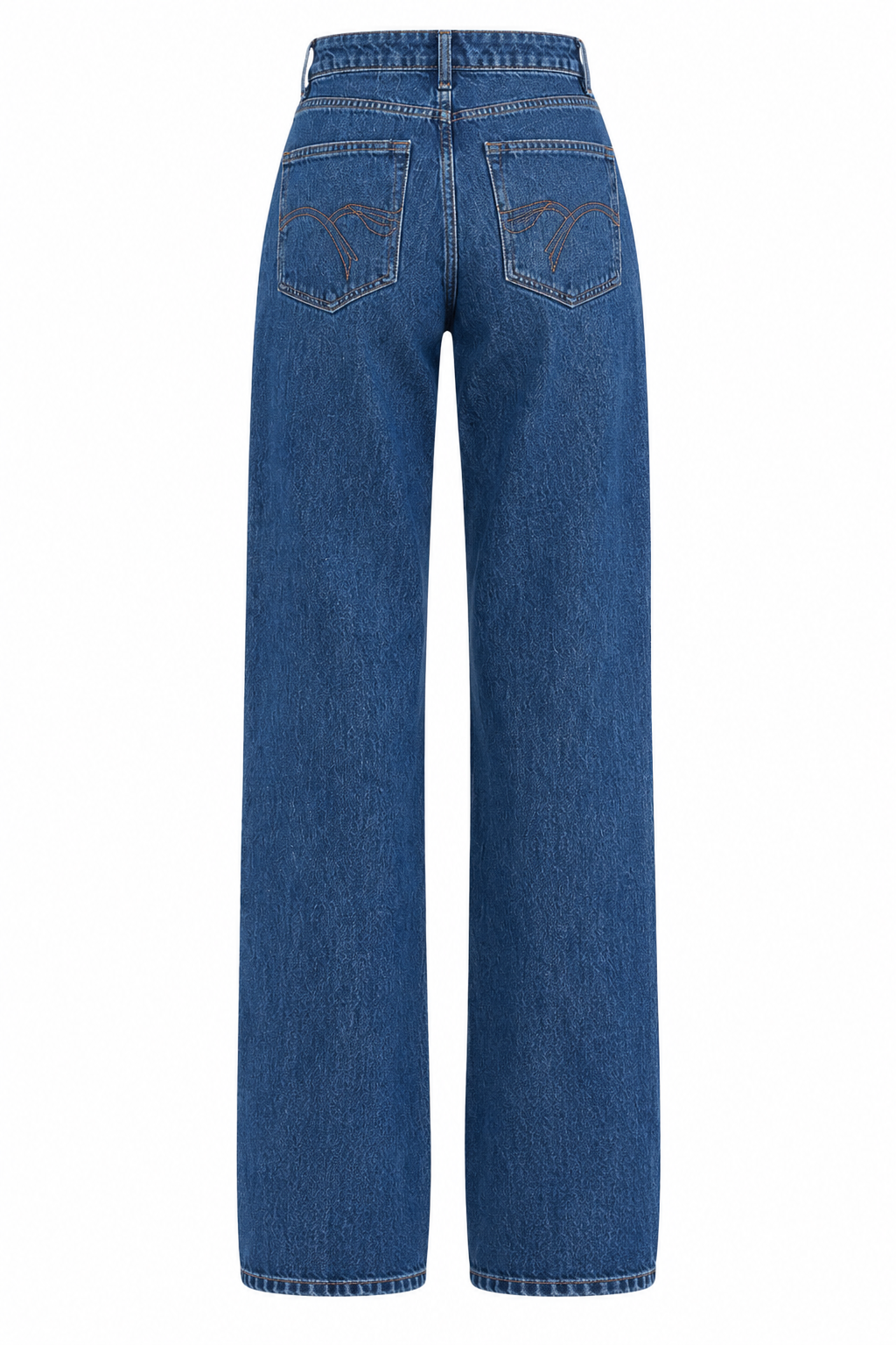 Yıkamalı Lacivert Cep Nakışlı Straight Fit Jean