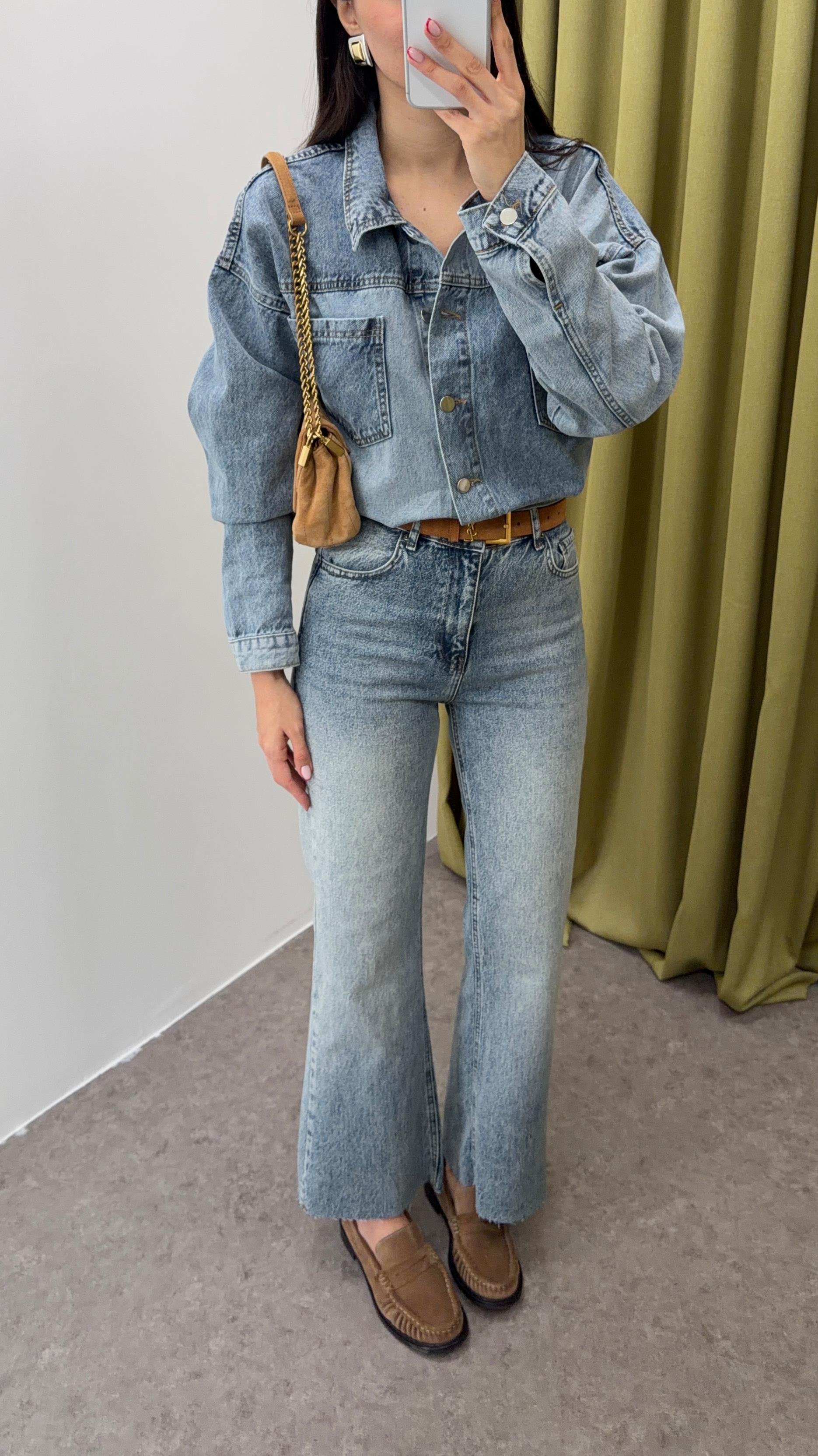 Yıkamalı Mavi Ceket