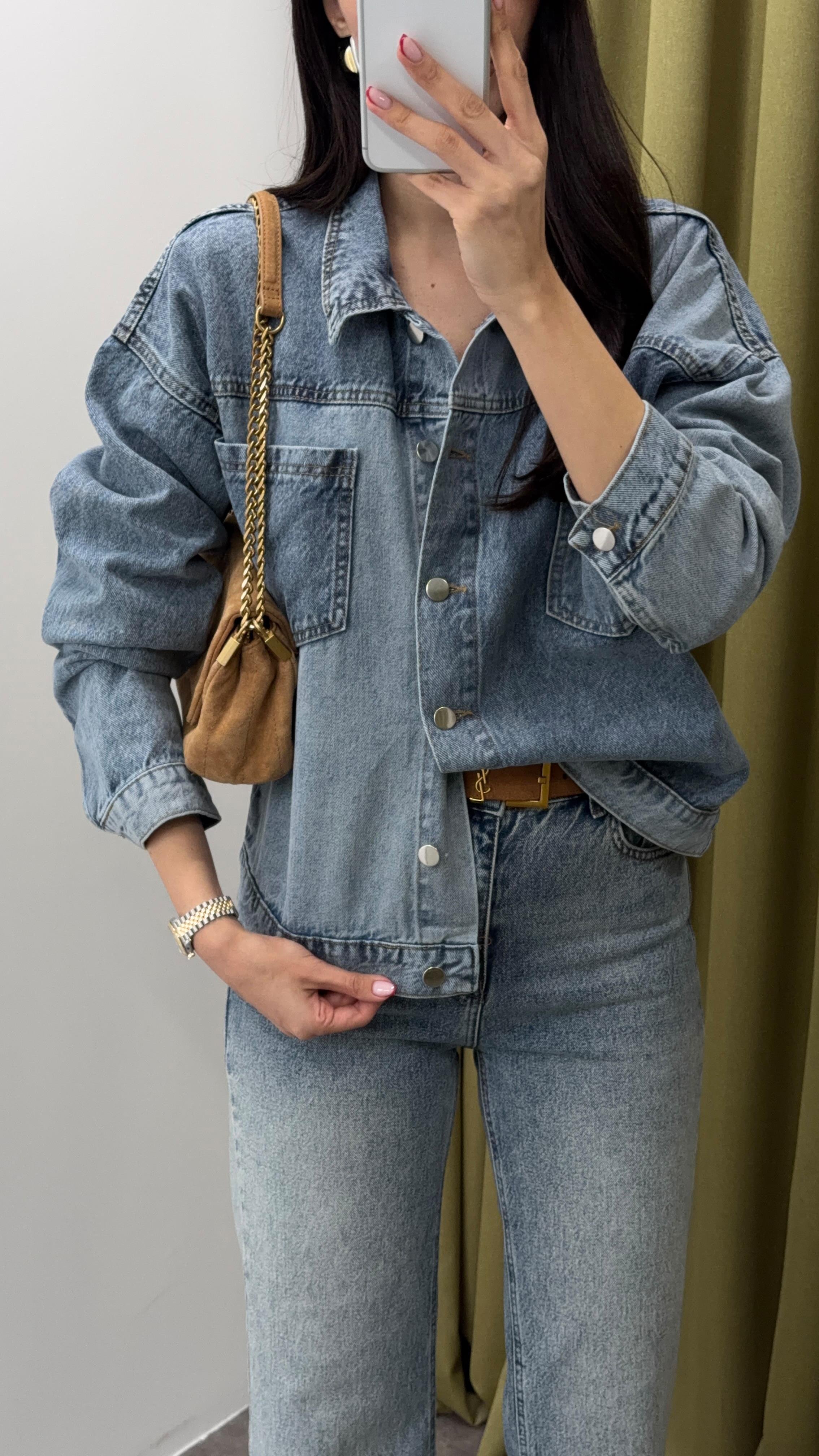 Yıkamalı Mavi Ceket