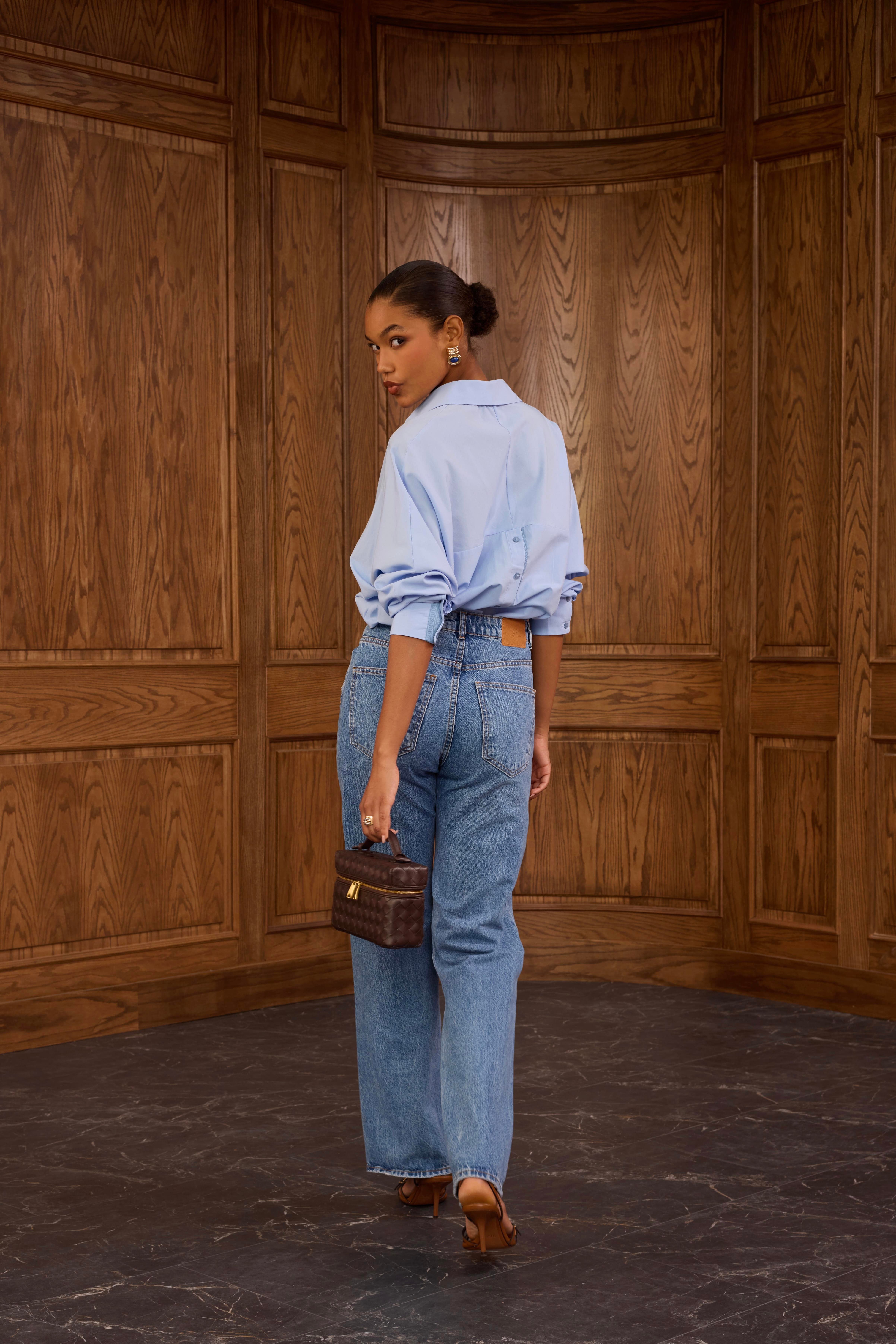 Yıkamalı Mavi Straight Jean