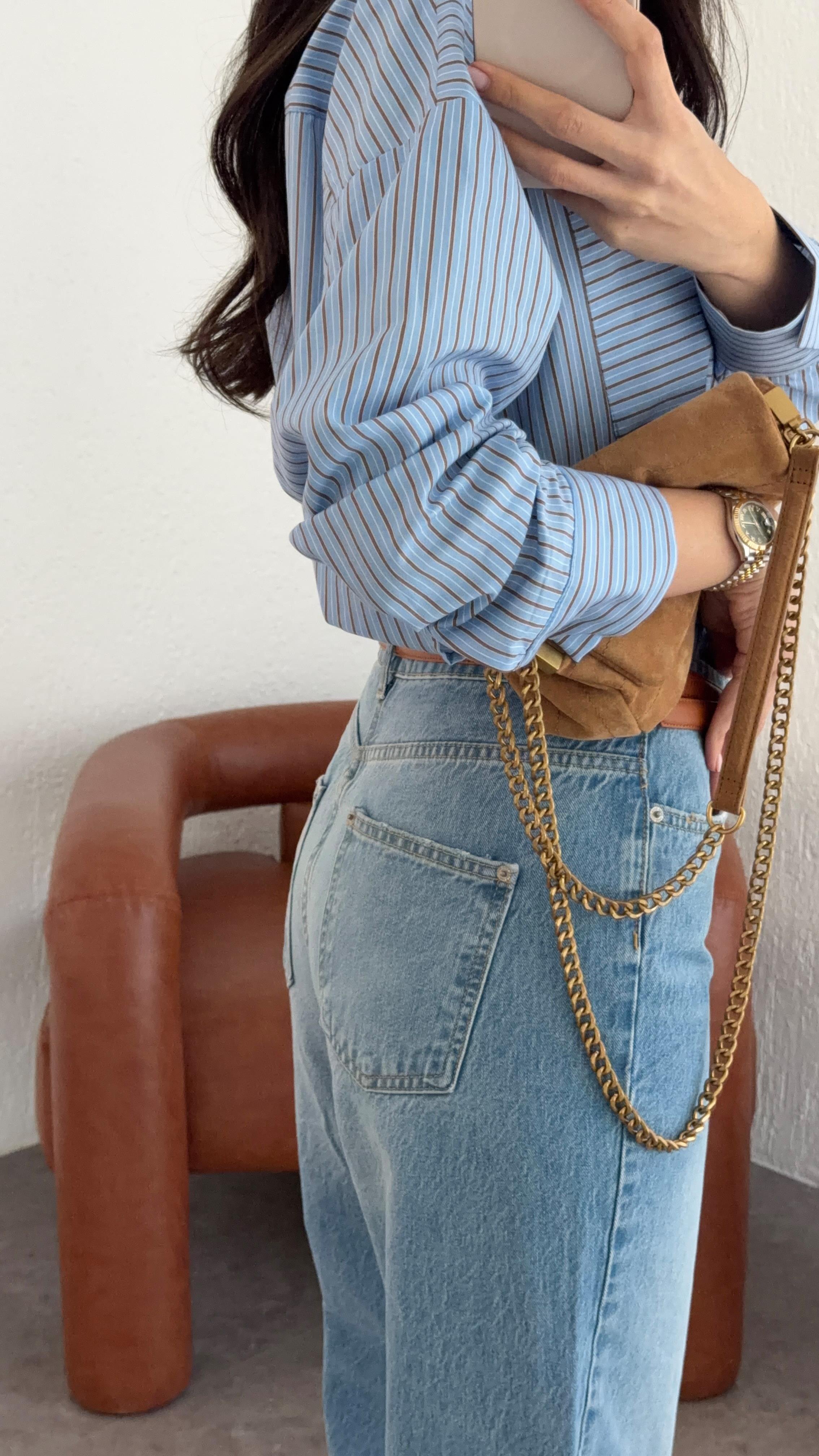 Yıkamalı Mavi Straight Jean