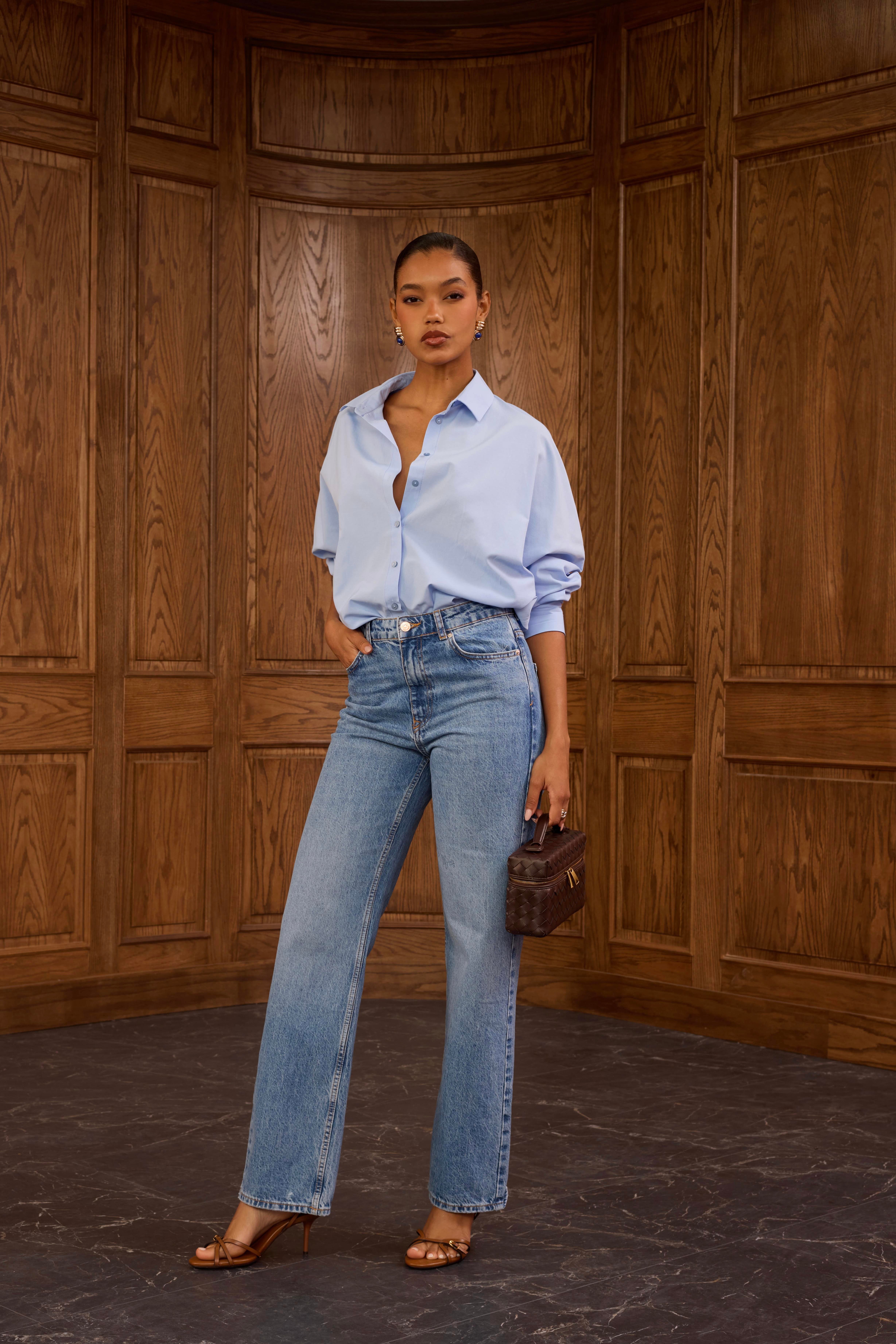 Yıkamalı Mavi Straight Jean