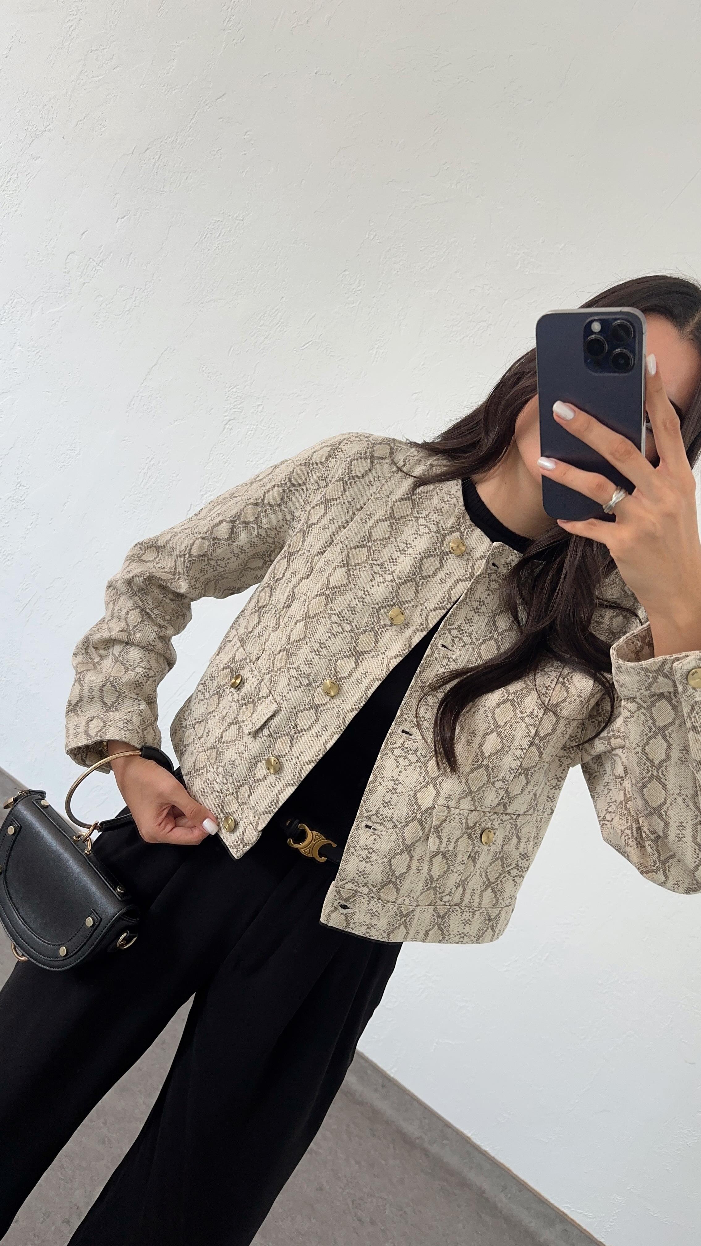 Yılan Desenli Denim Ceket