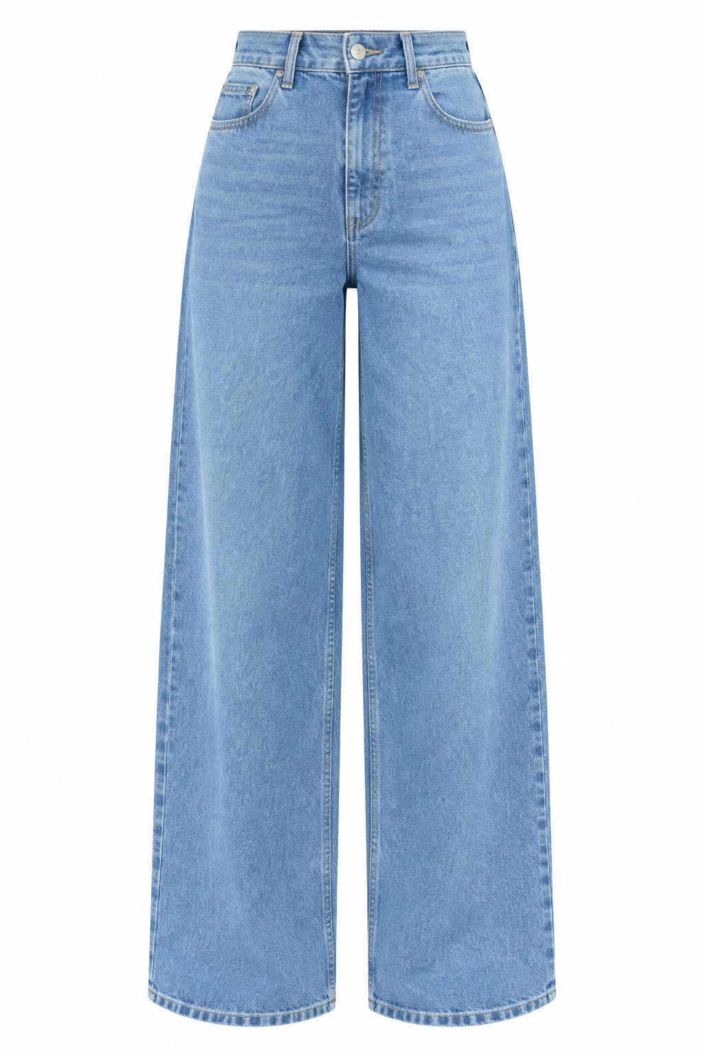 Yüksek Bel Açık Yıkamalı Wide Leg Jean