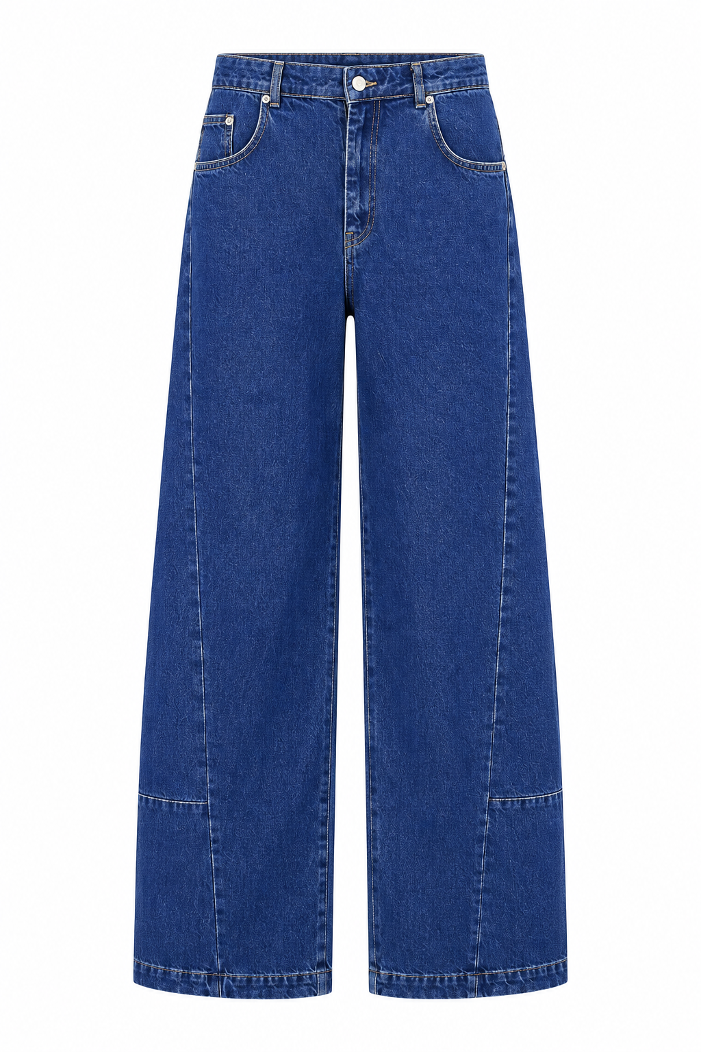 Yüksek Bel Barrel Cut Mavi Jean