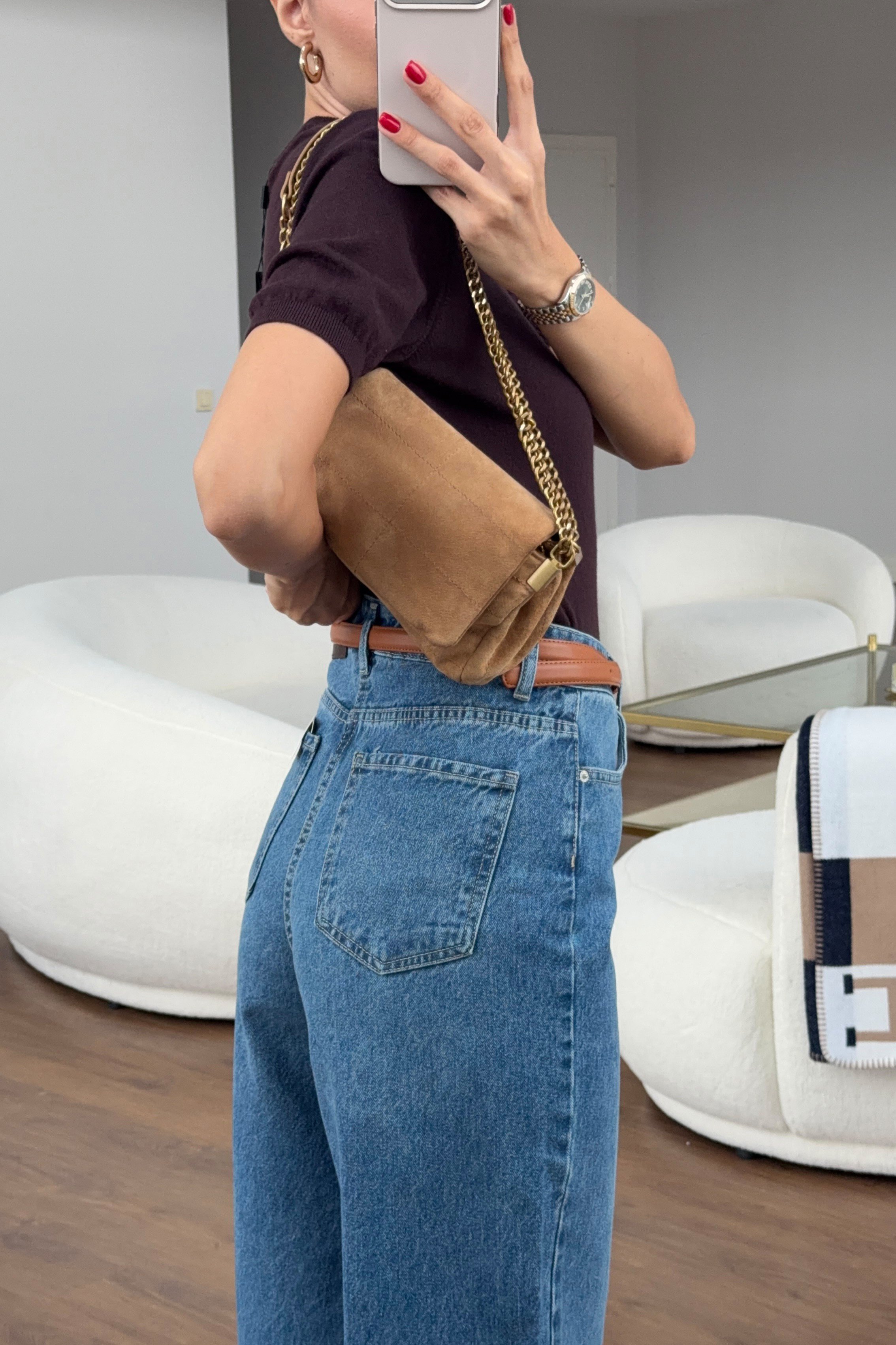 Yüksek Bel Koyu Yıkamalı Wide Leg Jean