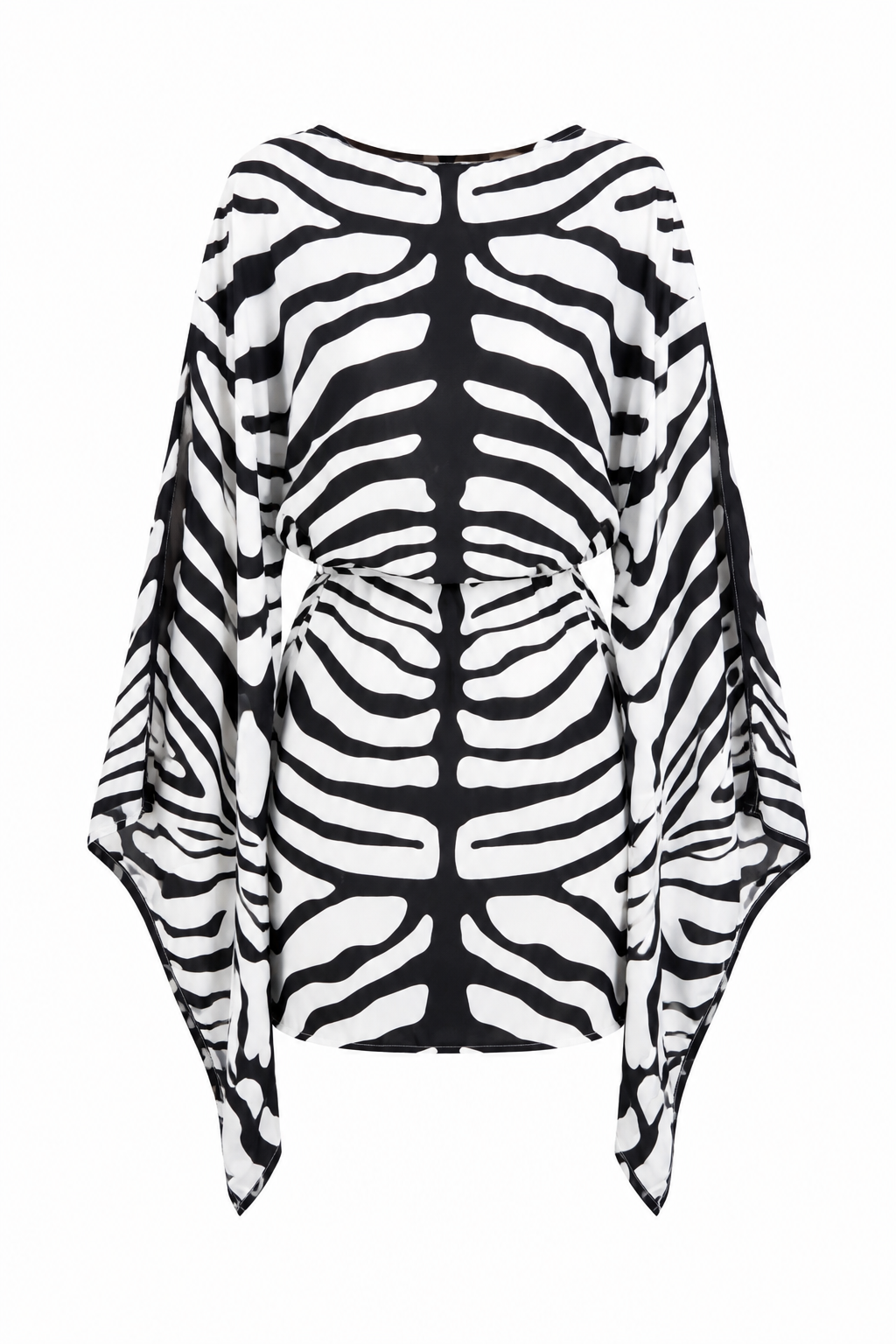 Zebra Desenli Yarasa Kol Mini Elbise