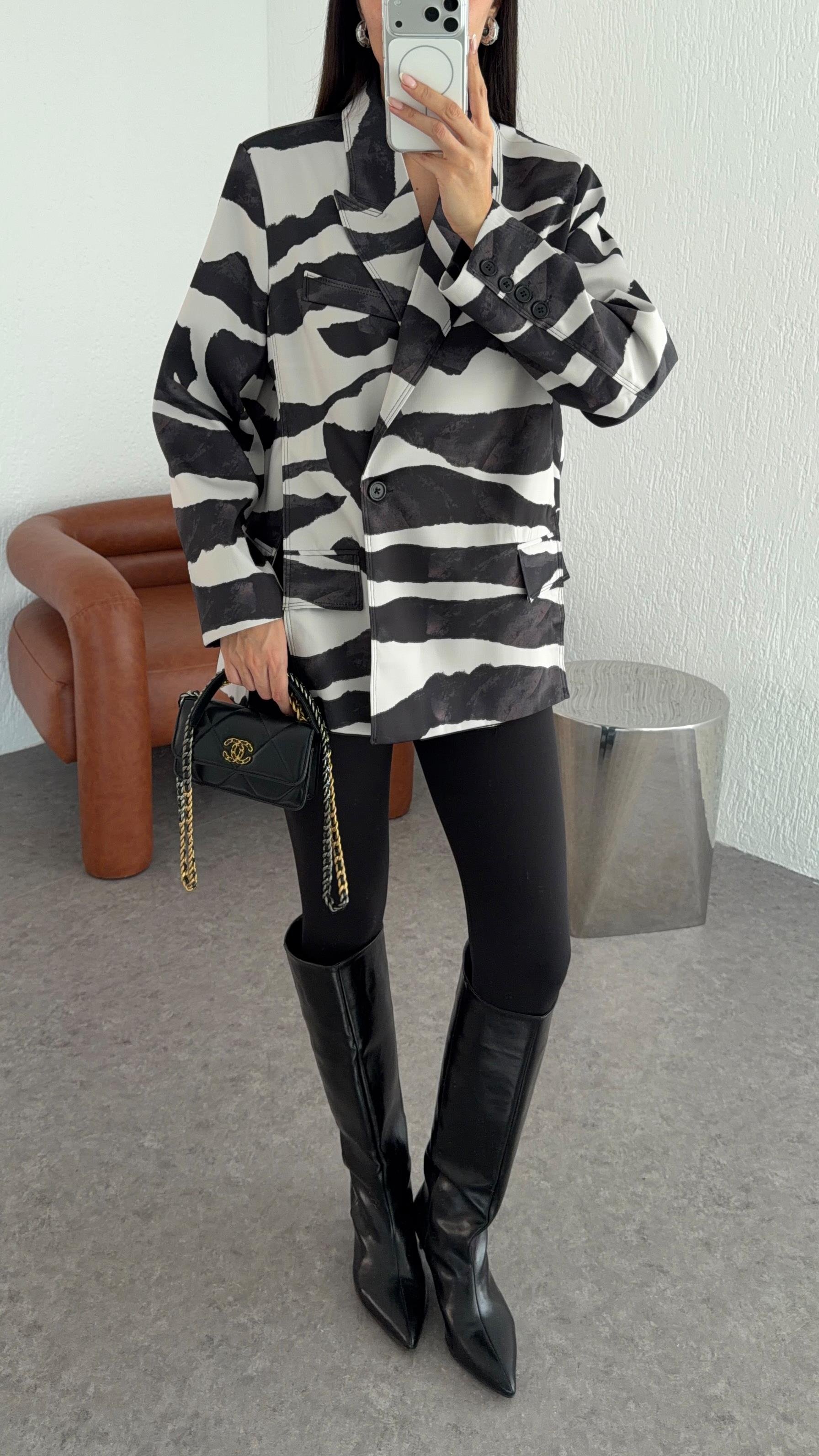 Zebra Saten Ceket