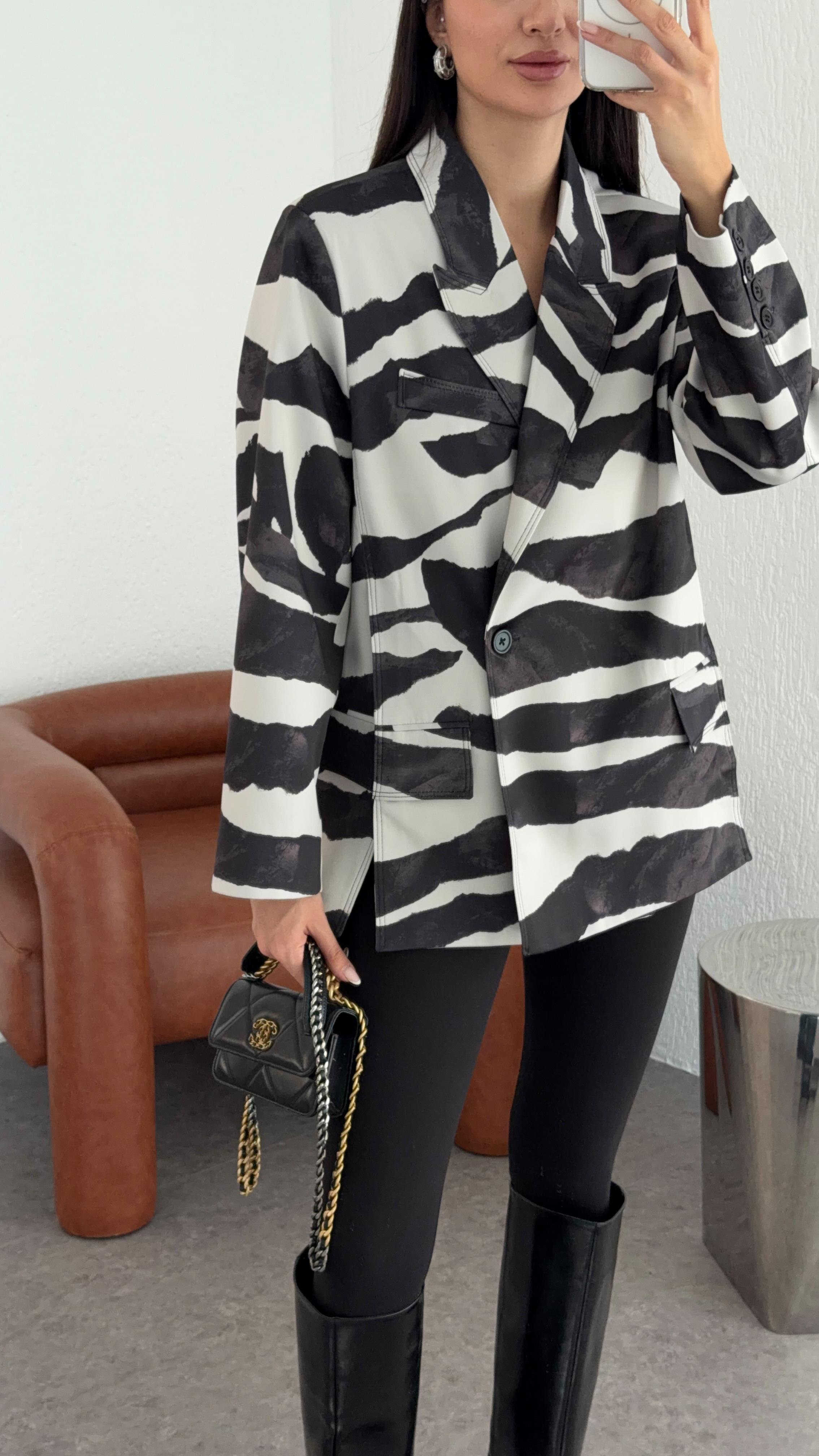 Zebra Saten Ceket