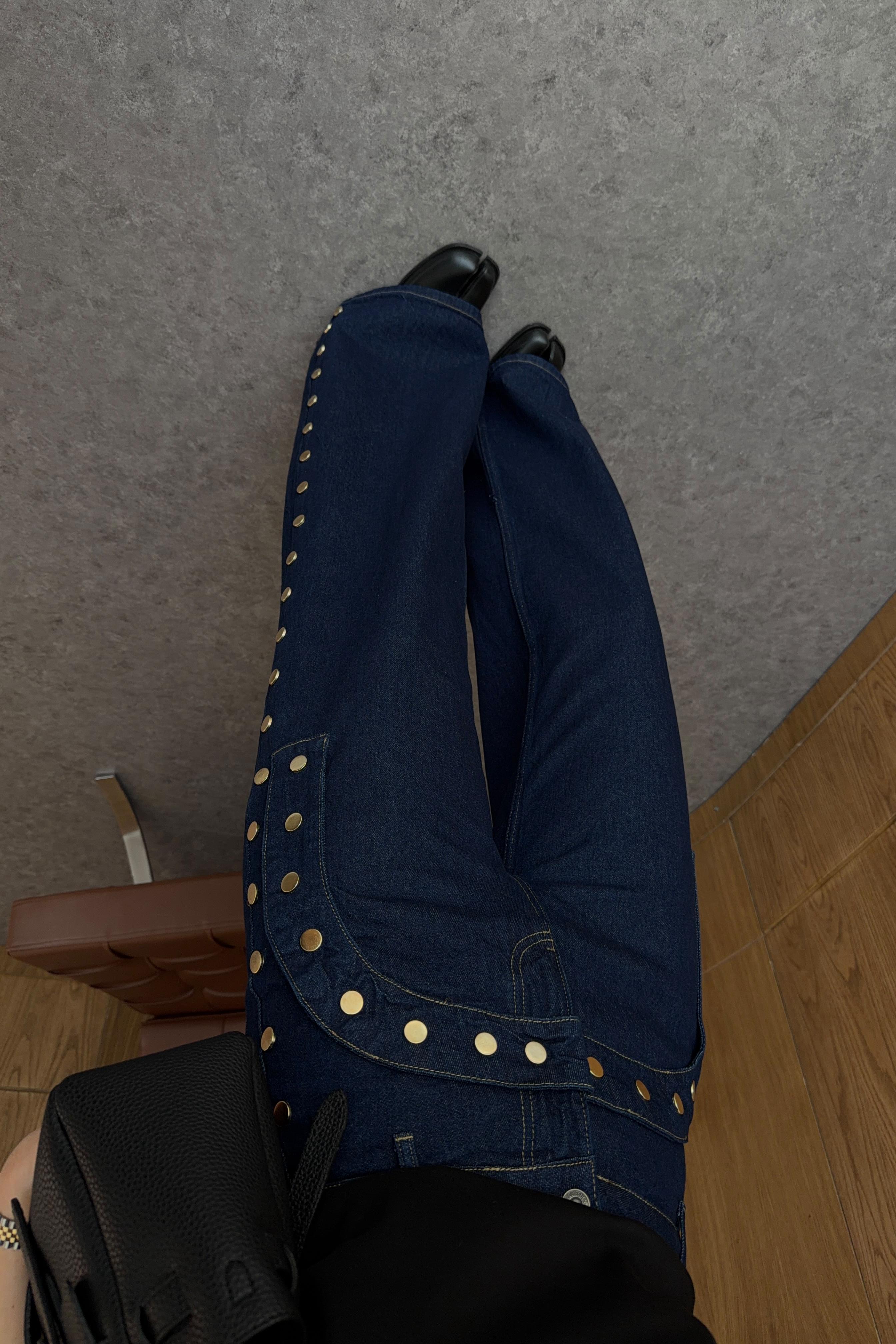 Zımbalı Lacivert Denim