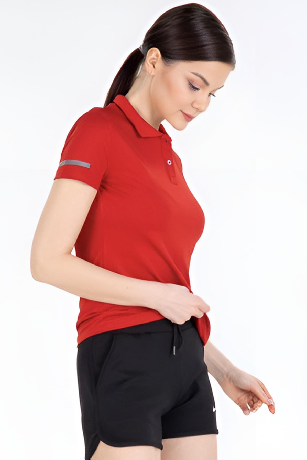 Kırmızı Polo Yaka Petekli T-Shirt Nk Mrt-M3750