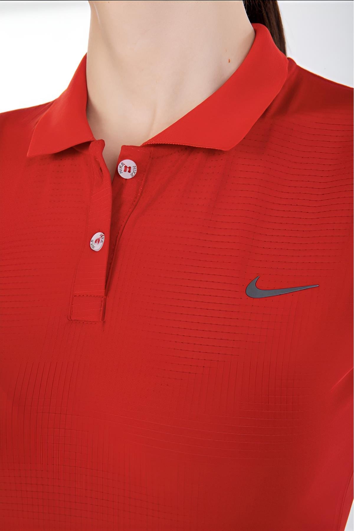 Kırmızı Polo Yaka Petekli T-Shirt Nk Mrt-M3750