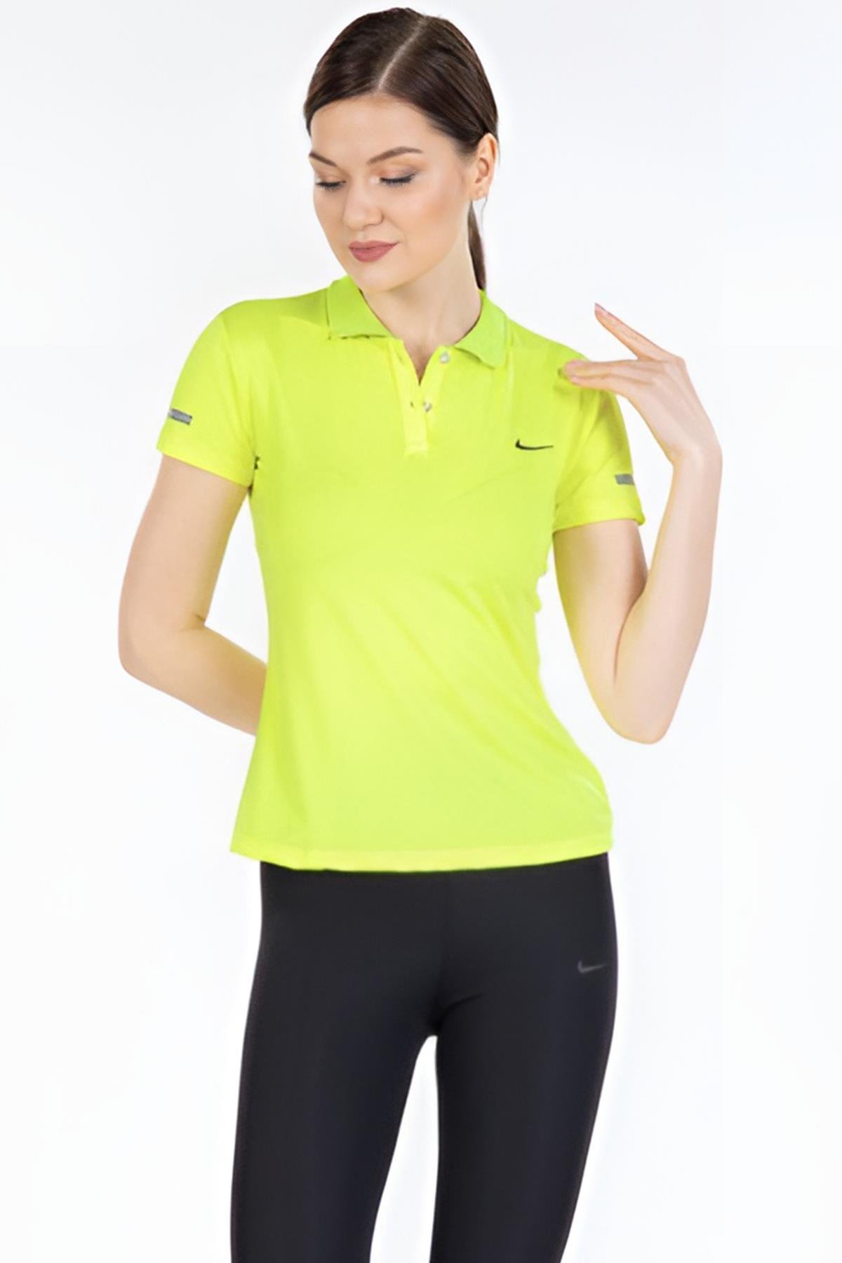 Neon Yeşil Polo Yaka Petekli T-Shirt Nk Mrt-M3750