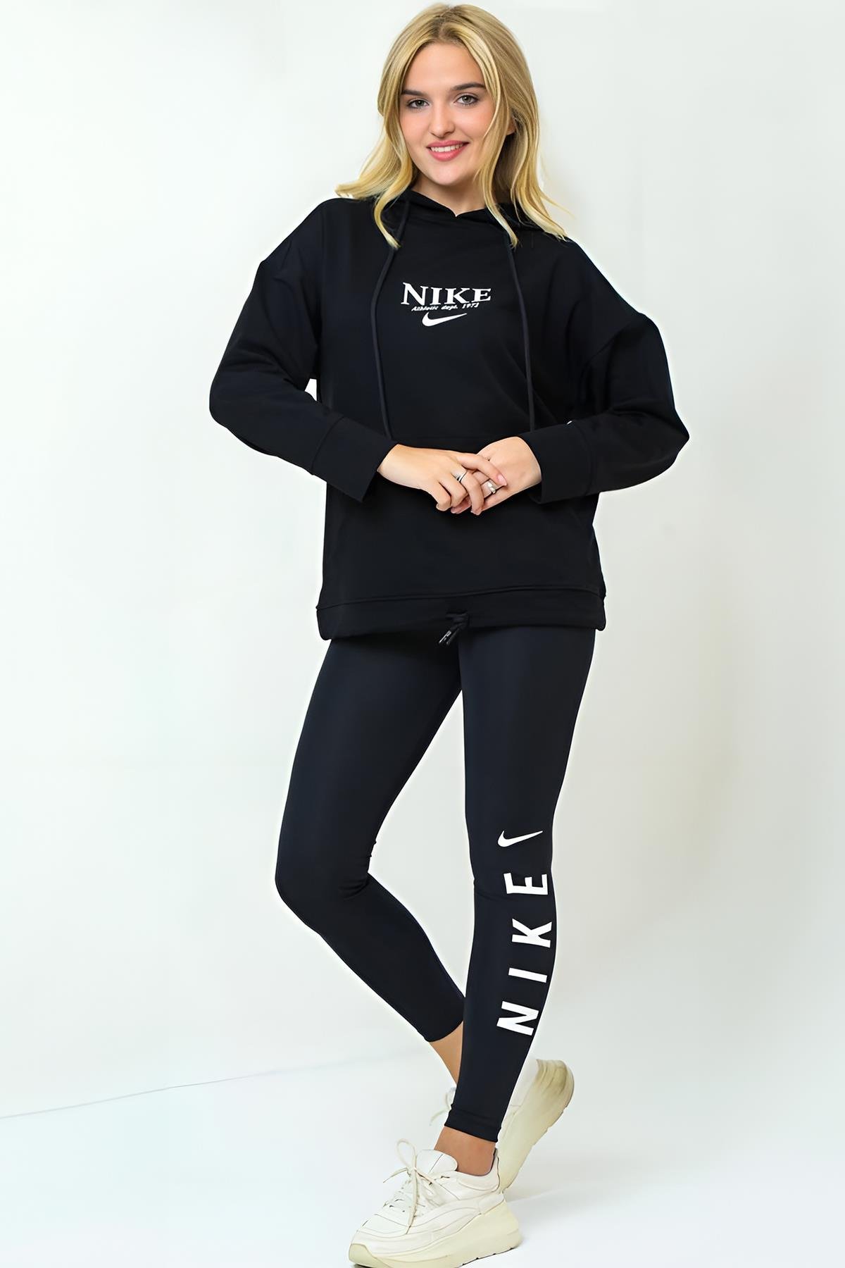 Siyah Oversize Ön Yazılı Cepli Sweat Nk Mrt-M3118