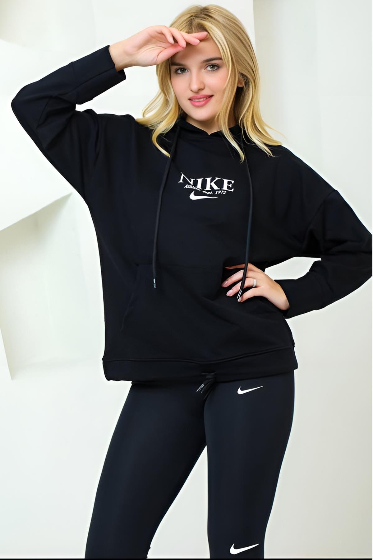 Siyah Oversize Ön Yazılı Cepli Sweat Nk Mrt-M3118