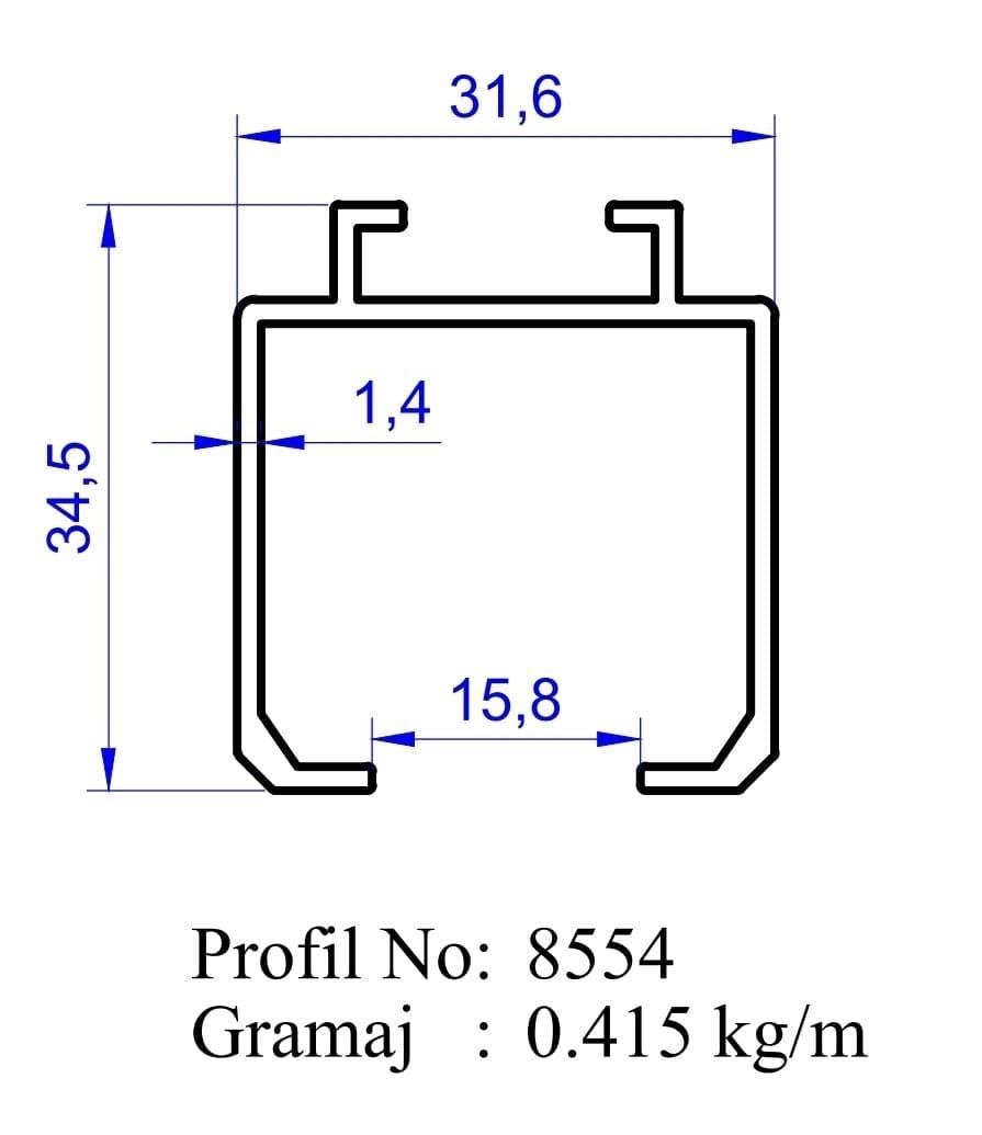 VİVA 60KG KAPI SÜRGÜ MEKANİZMASI VE 200CM ALÜMİNYUM RAY (1TAKIM)
