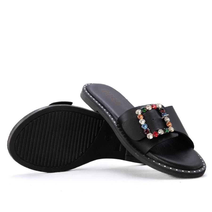 Gusse Petya Kadın Hakiki Deri Taş İşlemeli Memory Foam Terlik 243608