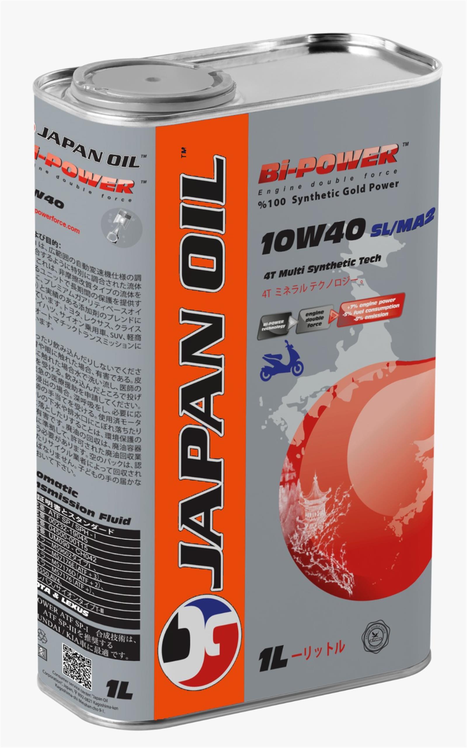 JAPAN 4T 10W40 SL/MA2 ORANGE 1 LT