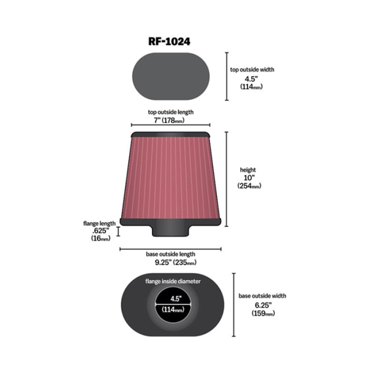 K-N  RF-1024  UNIVERSAL HAVA FİLTRESİ