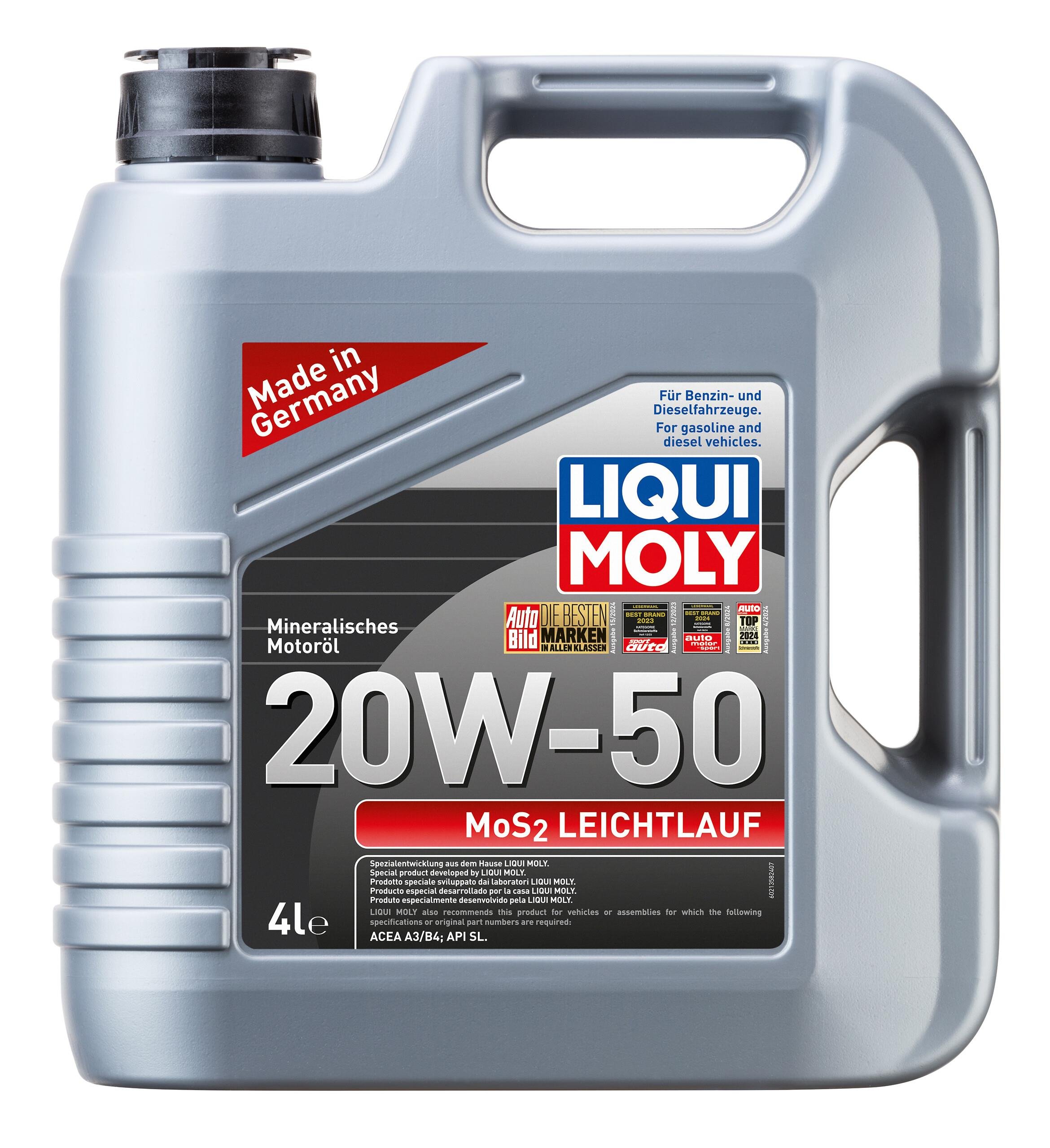 MoS2'li LEICHTLAUF 20W50 MİNERAL MOTOR YAĞI 4 L