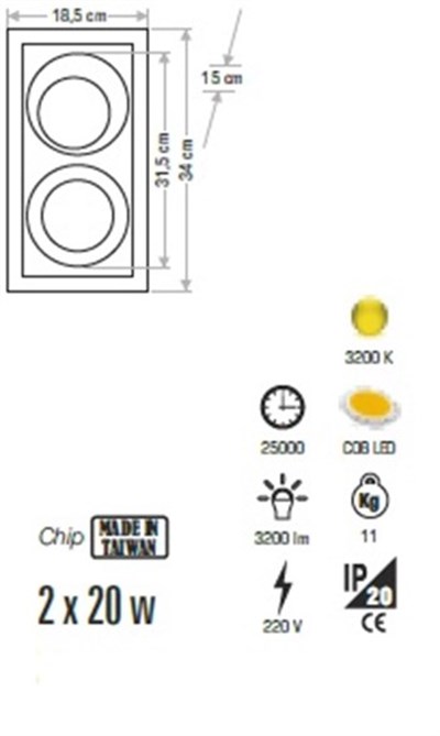 CT5504 2X15W HALOSPOT LED ARMATÜR CATA
