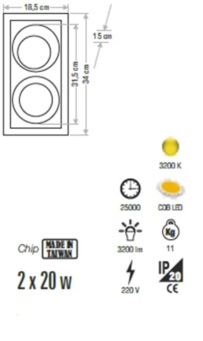 CT5504 2X15W HALOSPOT LED ARMATÜR CATA