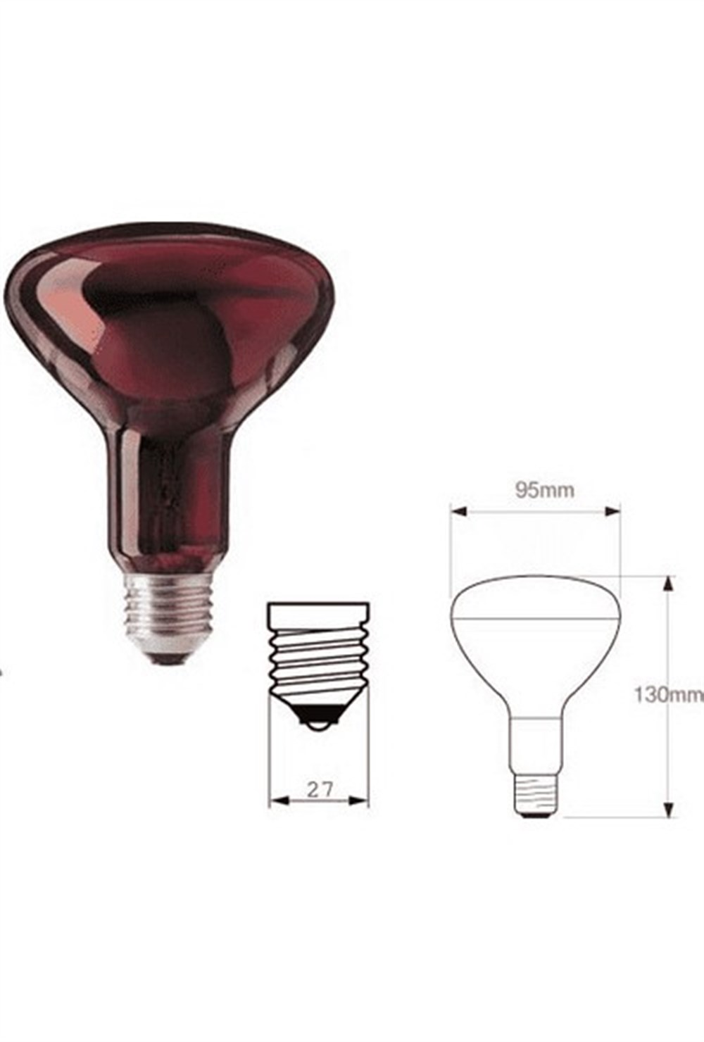 İNFRARED 100W R95 E27 KIRMIZI GE