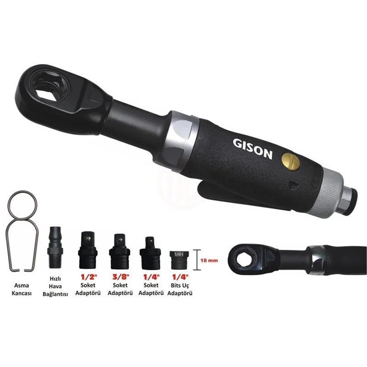 Gison GP-854J Havalı Adaptörlü Cırcır Kol