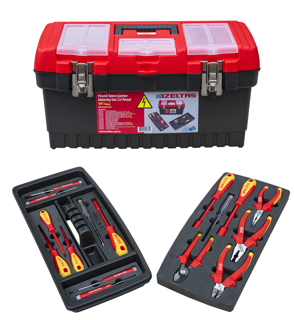 İzeltaş 19'' Plastik Takım Çantası Elektrikçi Set Dolu (23 Parça)