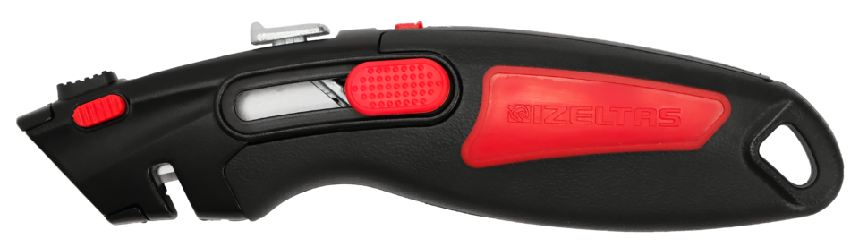 İzeltaş Pro Güvenlikli Otomatik Kitlemeli Trapez Maket Bıçağı (2 Yedek Bıçaklı)