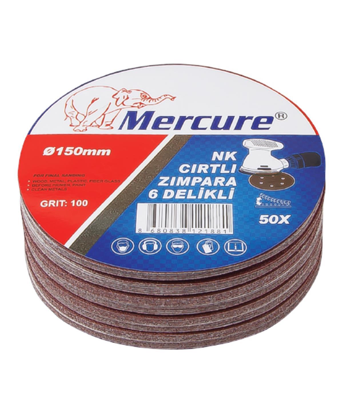 Mercure Cırtlı Disk Zımpara AO (Velcro) 6 Delikli 150 NK