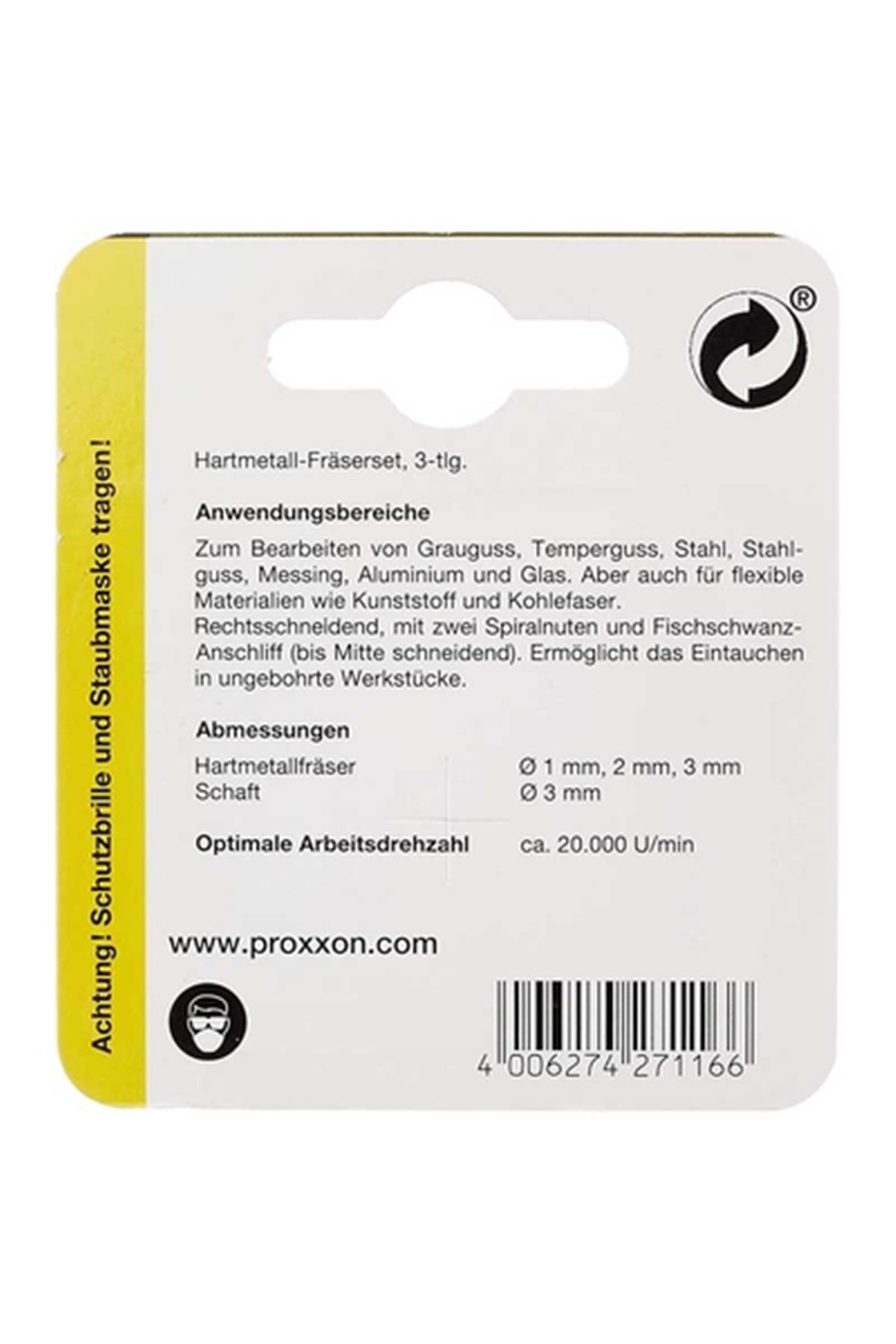 Proxxon 27116 Üçlü Tungsten Freze Uç Seti