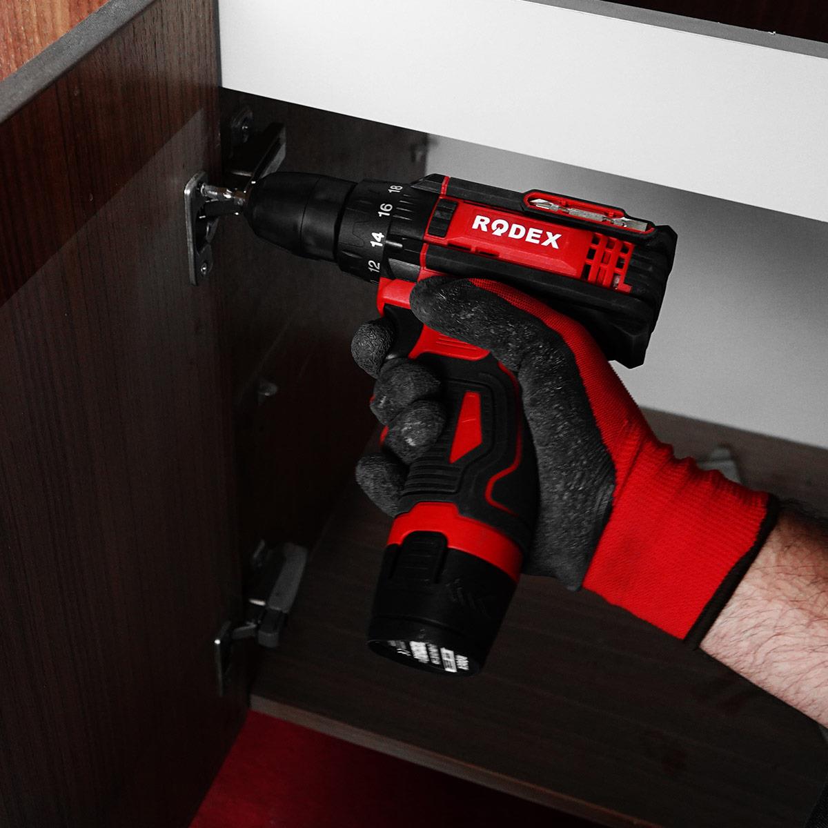 Rodex RDX3321 Akülü Vidalama ve Delme Makinesi 10 mm 0-350/0-1350RPM 2X Li-Ion 12V