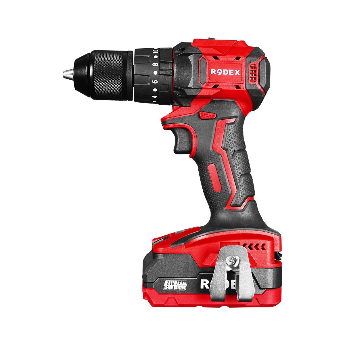 Rodex RDX3404 Akülü Matkap 13 mm 0-350/0-1350Rpm 45nm 2X Li-On 21V/2 2 Vites BMC Aksesuar