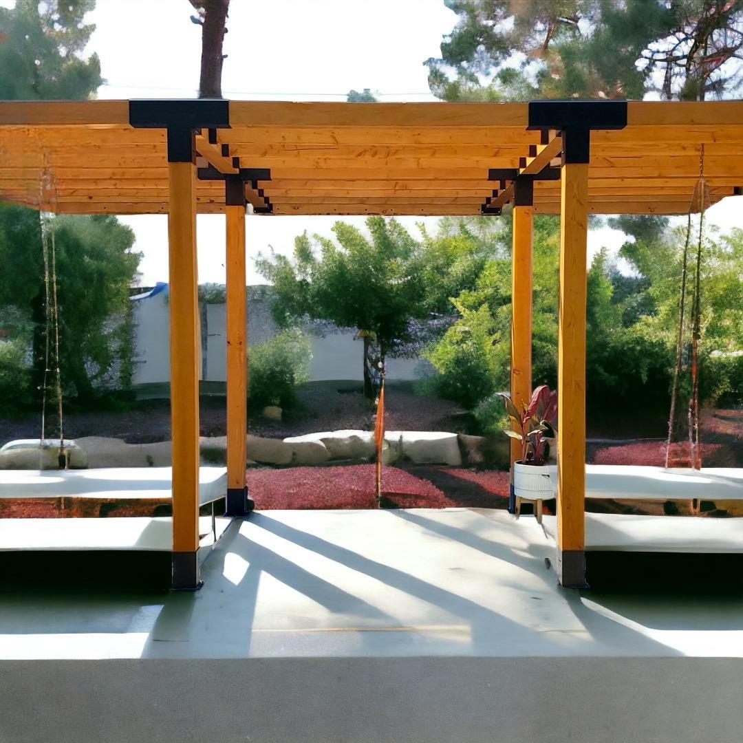 Venina Home Ahşap Dört Bölümlü Kiriş Braketli Pergole VHD1001