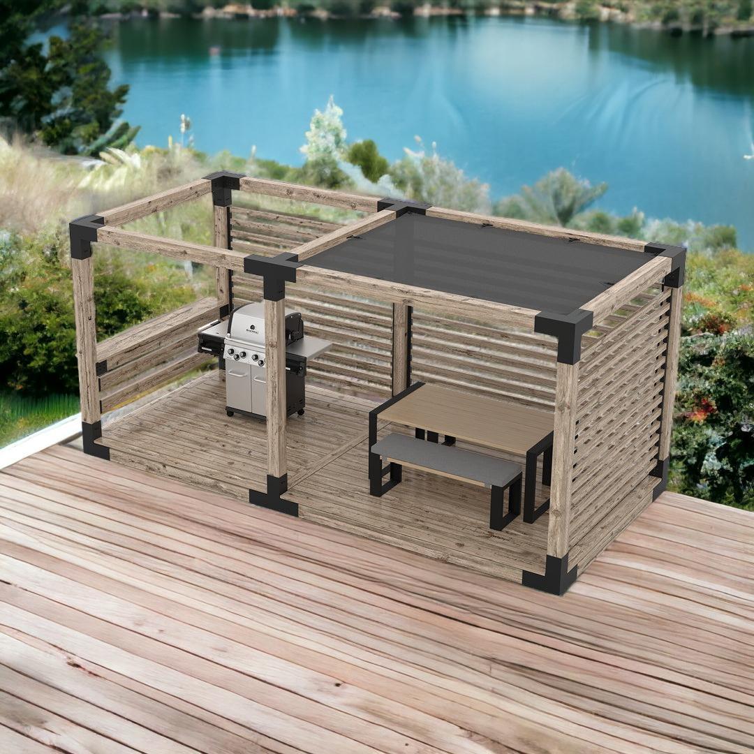 Venina Home Çift Bölümlü Gölgelikli Düz Tabanlı Barbekü Pergole VHPP1003