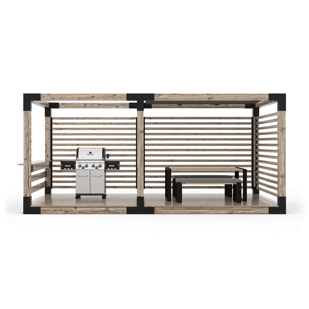 Venina Home Çift Bölümlü Gölgelikli Düz Tabanlı Barbekü Pergole VHPP1003