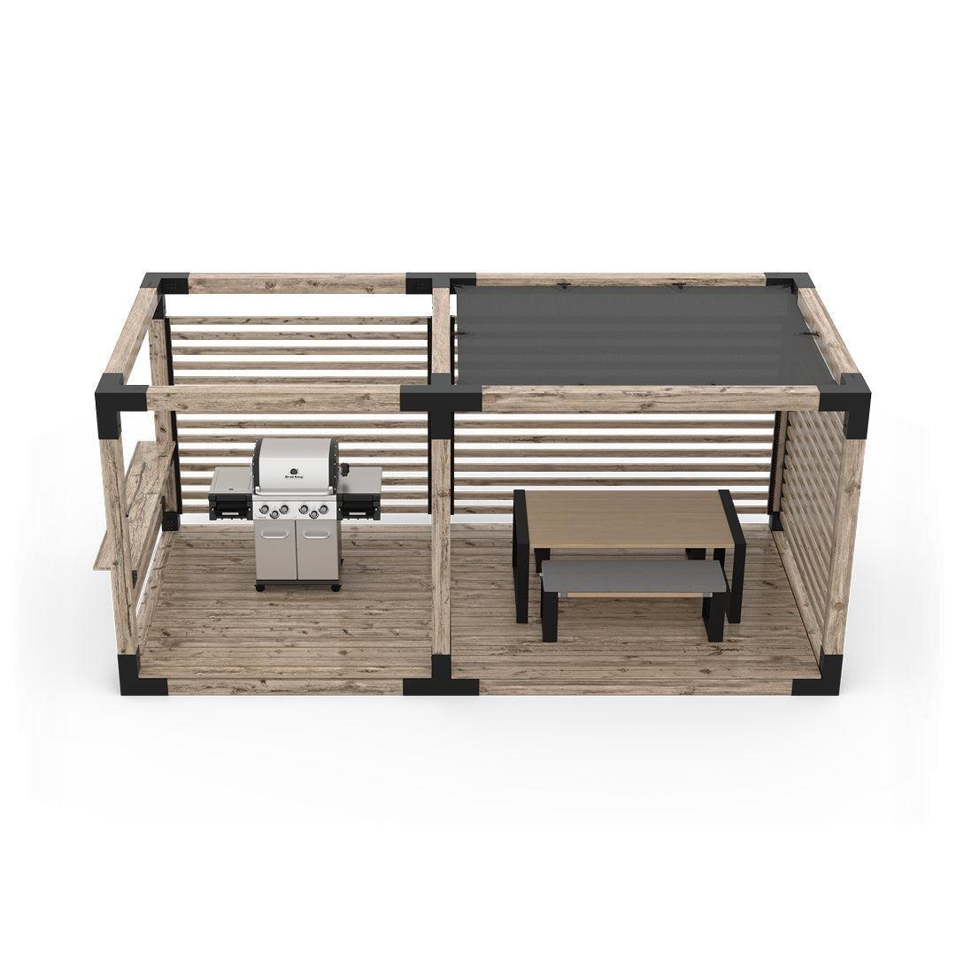 Venina Home Çift Bölümlü Gölgelikli Düz Tabanlı Barbekü Pergole VHPP1003