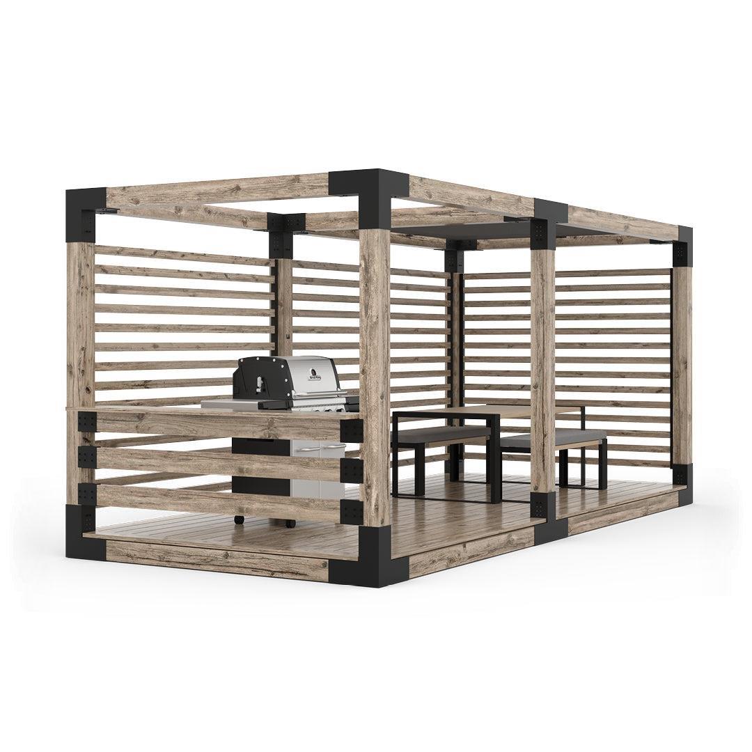 Venina Home Çift Bölümlü Gölgelikli Düz Tabanlı Barbekü Pergole VHPP1003