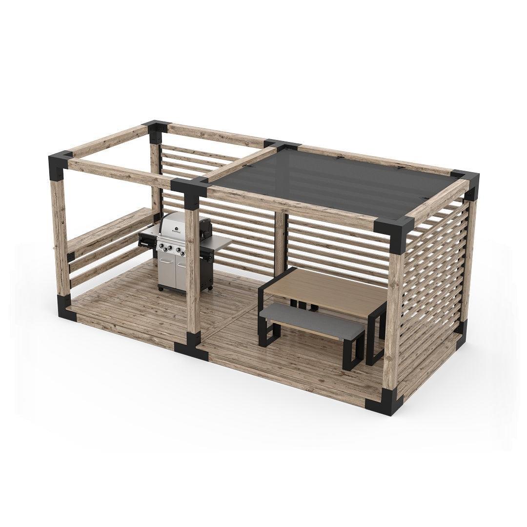 Venina Home Çift Bölümlü Gölgelikli Düz Tabanlı Barbekü Pergole VHPP1003