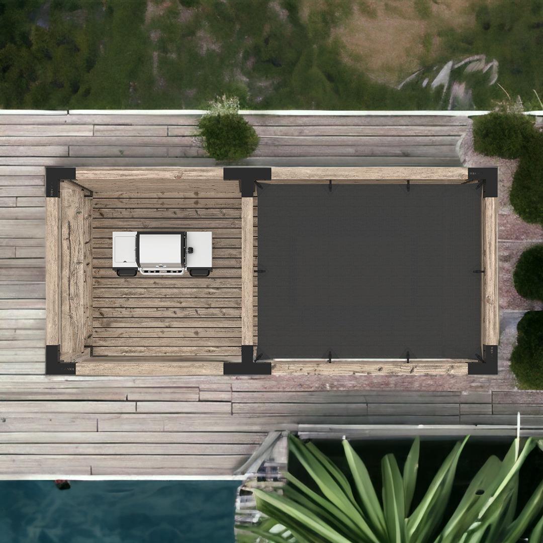 Venina Home Çift Bölümlü Gölgelikli Düz Tabanlı Barbekü Pergole VHPP1003