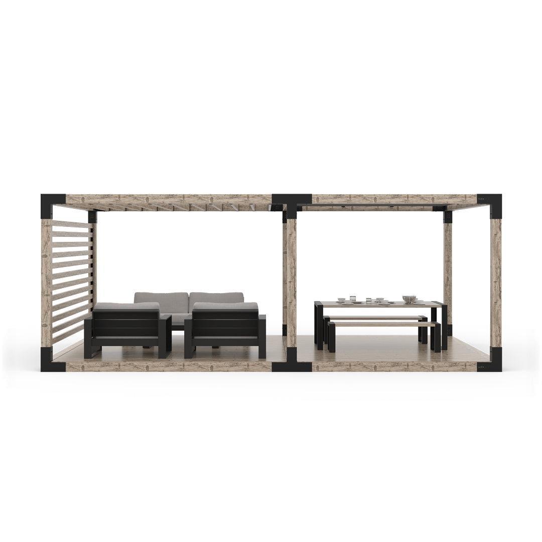 Venina Home Çiftli Platformlu Ahşap Gölgelikli Pergole VHPP1005