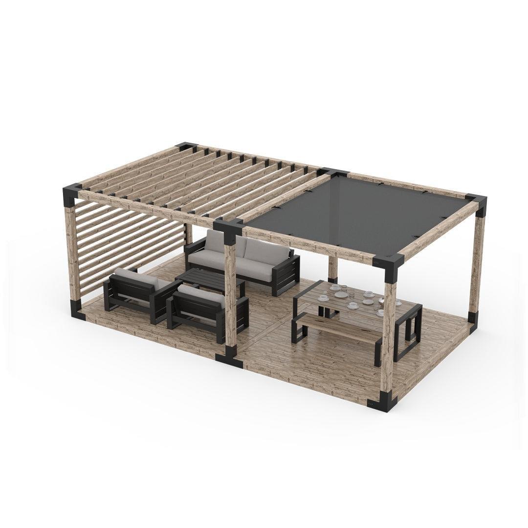 Venina Home Çiftli Platformlu Ahşap Gölgelikli Pergole VHPP1005